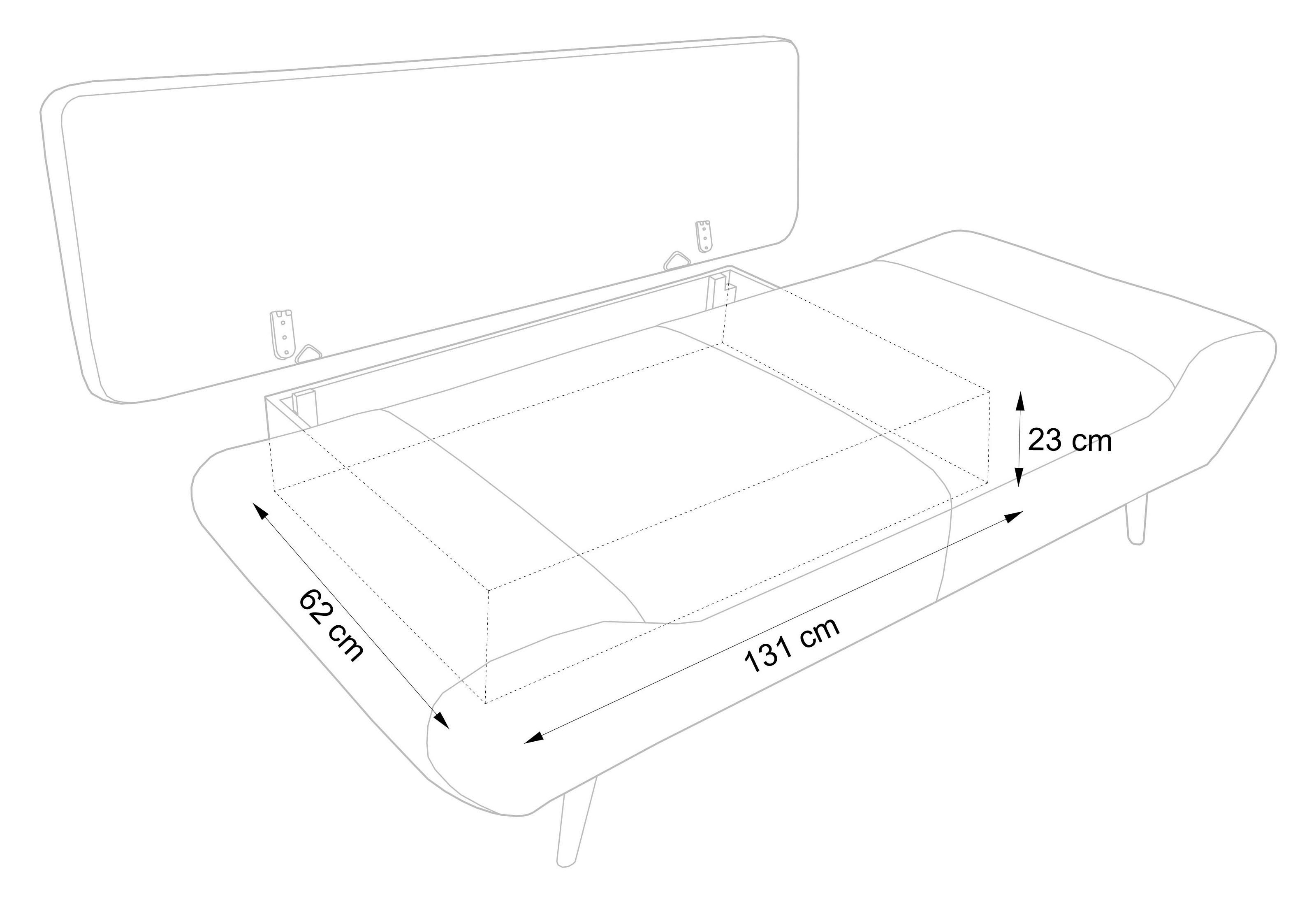 einfach Bettkasten Schlafsofa Segmon, Bett bequemes ein in andas umwandeln, inklusive