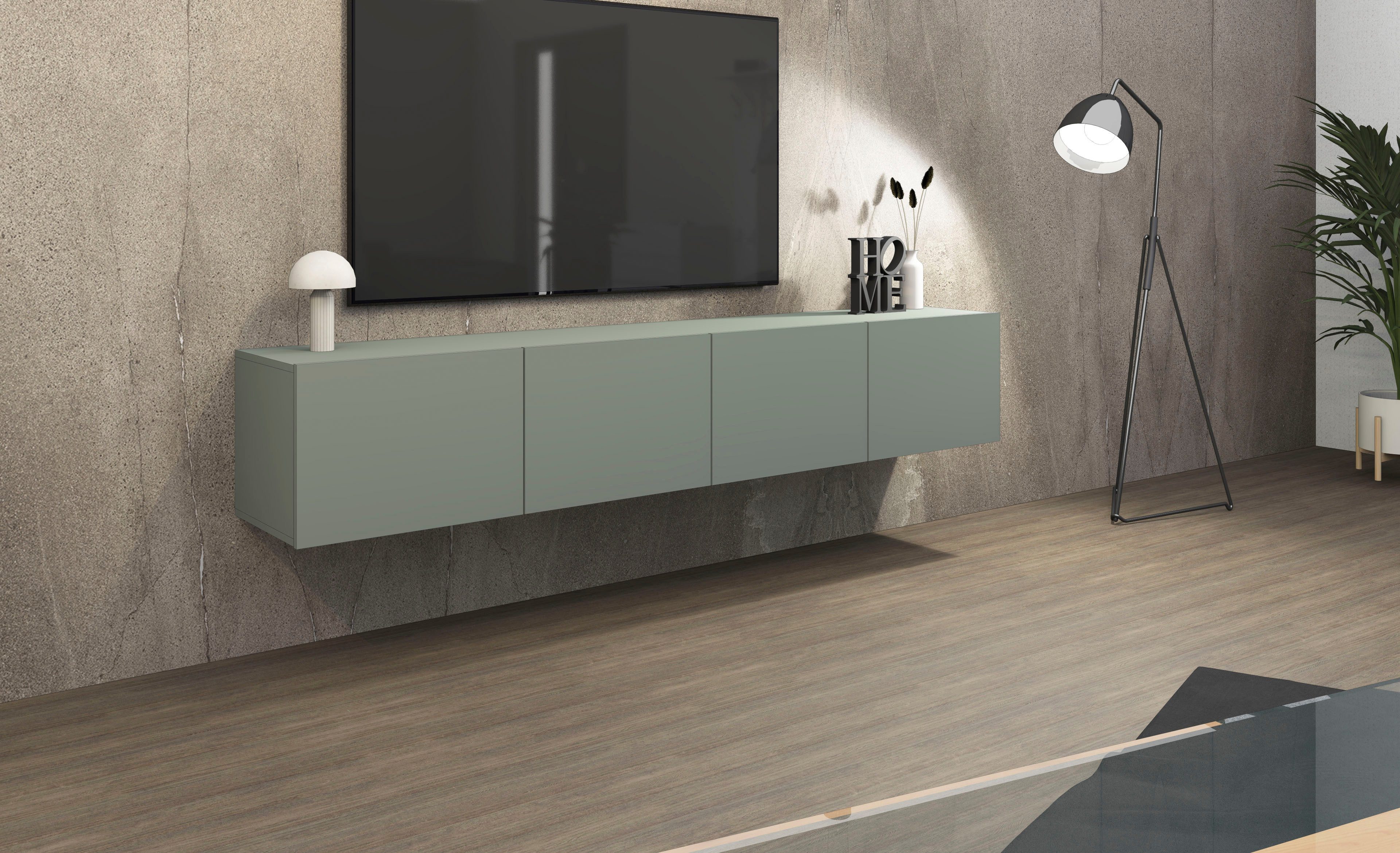 borchardt Möbel Lowboard Sophia, TV-Schrank mit 4 Türen, hängend oder stehend, Breite 200 cm mit 4 Türen, stehend und hängend
