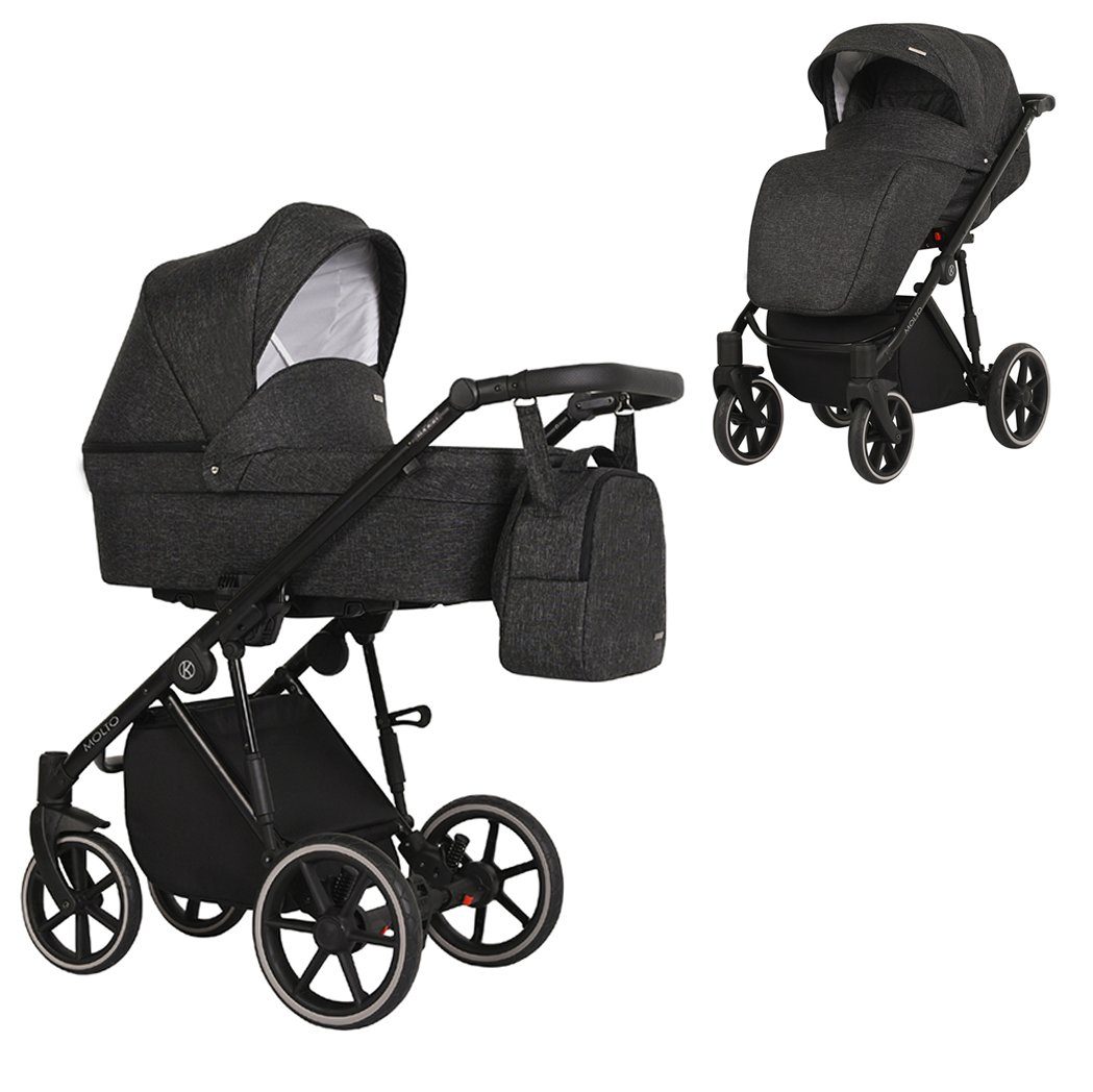 14 von - Molto in Schwarz - schwarzes in 2 1 babies-on-wheels Kombi-Kinderwagen 12 Teile Designs 4 Geburt bis Gestell = Jahre