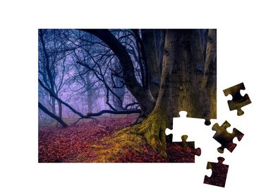 puzzleYOU Puzzle Nebliger Feenwald mit großem Baumstamm, 48 Puzzleteile, puzzleYOU-Kollektionen Wälder, Wald & Bäume