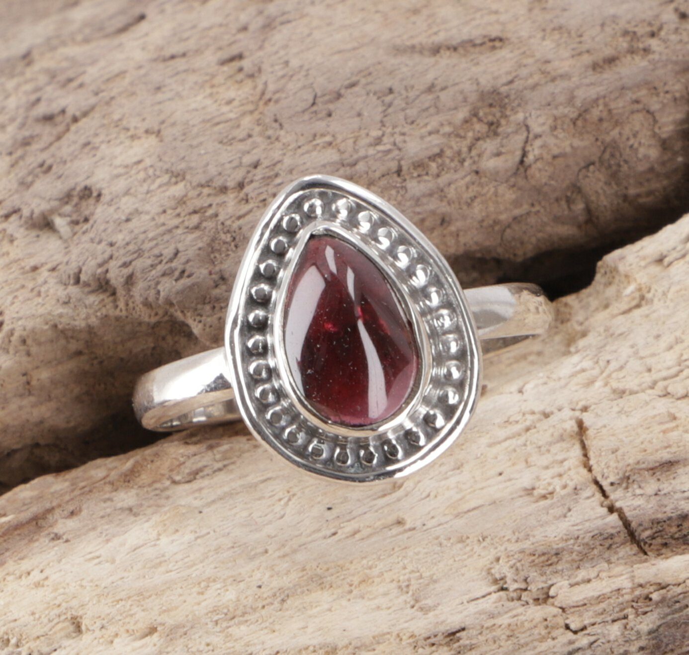 Guru-Shop Silberring Boho Silberring, filigraner Edelsteinring -.. günstig online kaufen