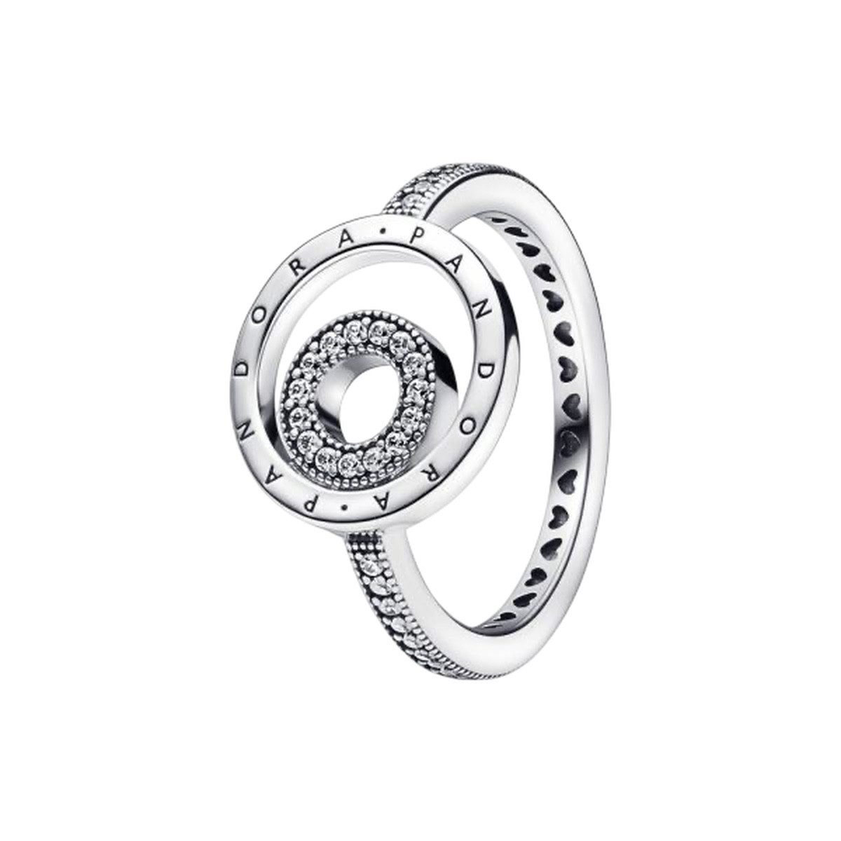 Pandora Fingerring Pandora Ring Damen Signature Logo Kreise Pavé Silber Gr. 50 192316C01