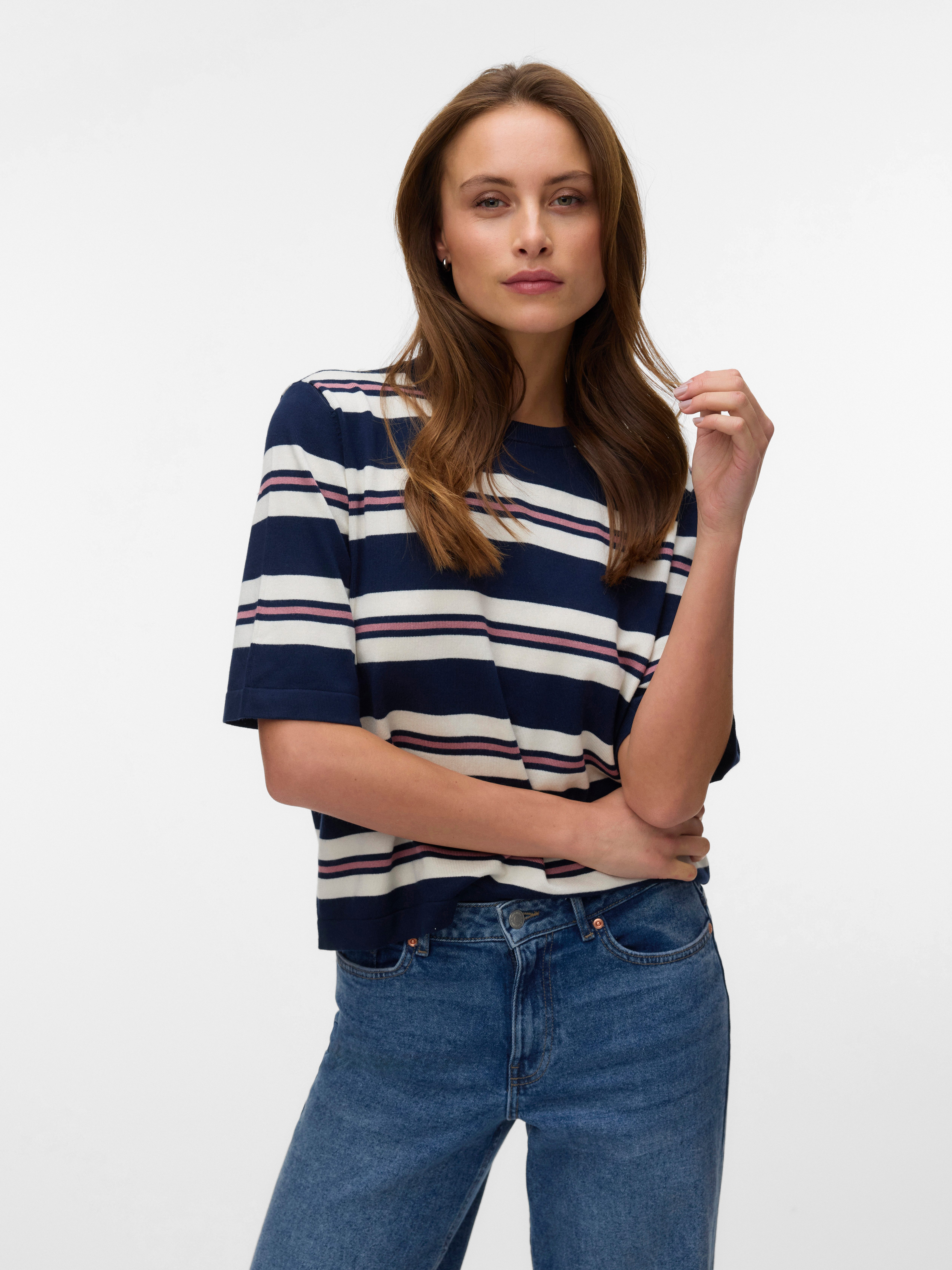 Vero Moda Kurzarmpullover VMSILJE 2/4 O-NCK OVERSIZE PULL GA NOOS Viskosemischung, oversize