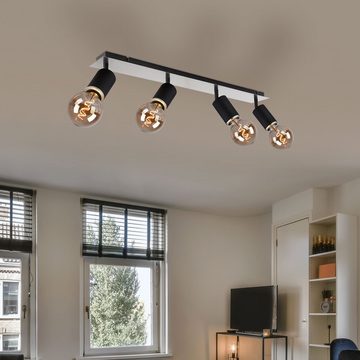 Globo LED Deckenspot, Leuchtmittel nicht inklusive, Deckenleuchte Deckenstrahler schwenkbar Spotleiste schwarz 4xE27 Holz