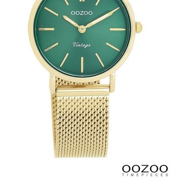 OOZOO Quarzuhr Oozoo Damen Armbanduhr Vintage Series, (Analoguhr), Damenuhr rund, klein (ca. 28mm) Metall, Mesharmband, Casual-Style