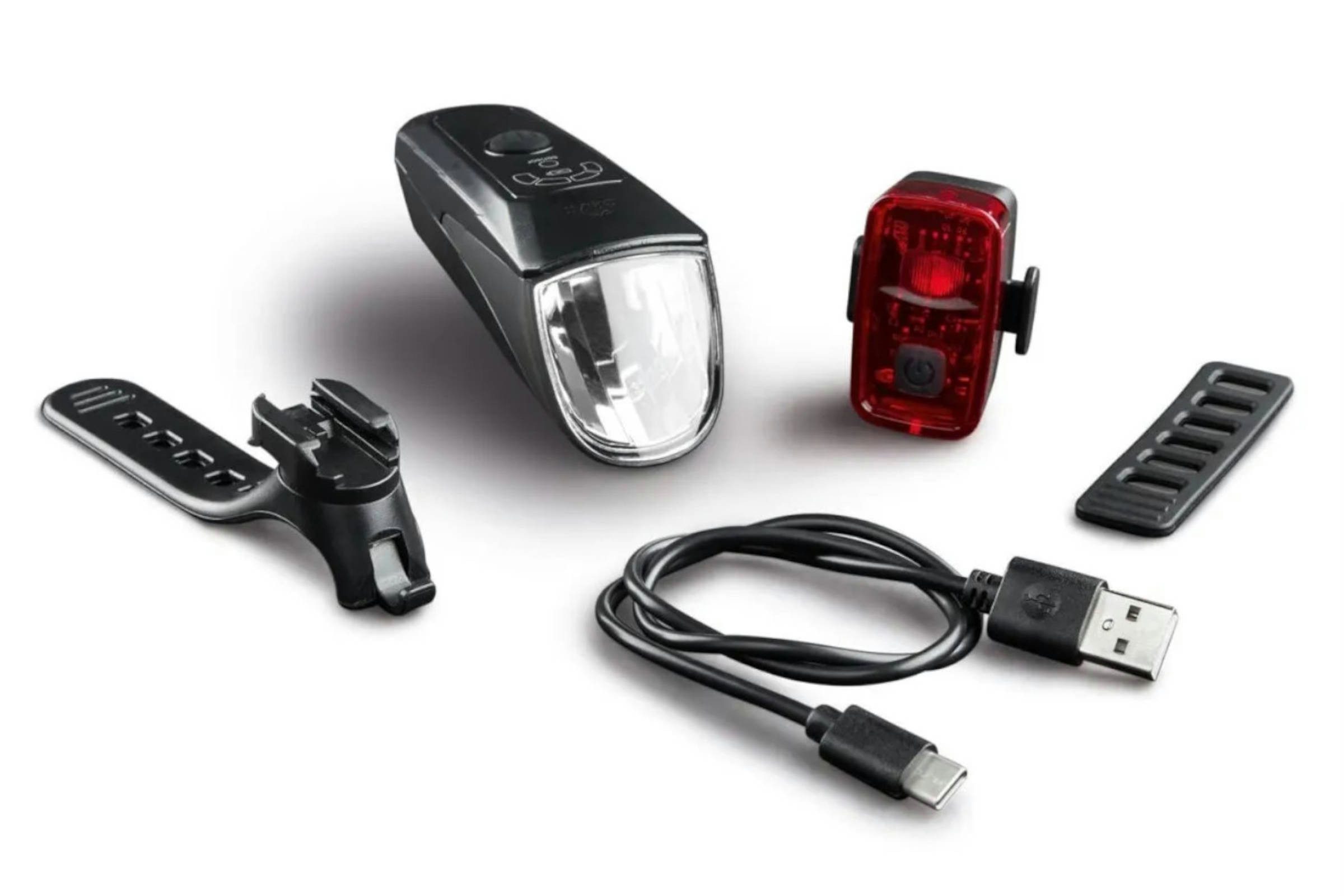 crivit Fahrradbeleuchtung Fahrrad Leuchten Set LED Fahrradbeleuchtung Licht 15/30/70 Lux, umschaltbarer Leuchtstärke