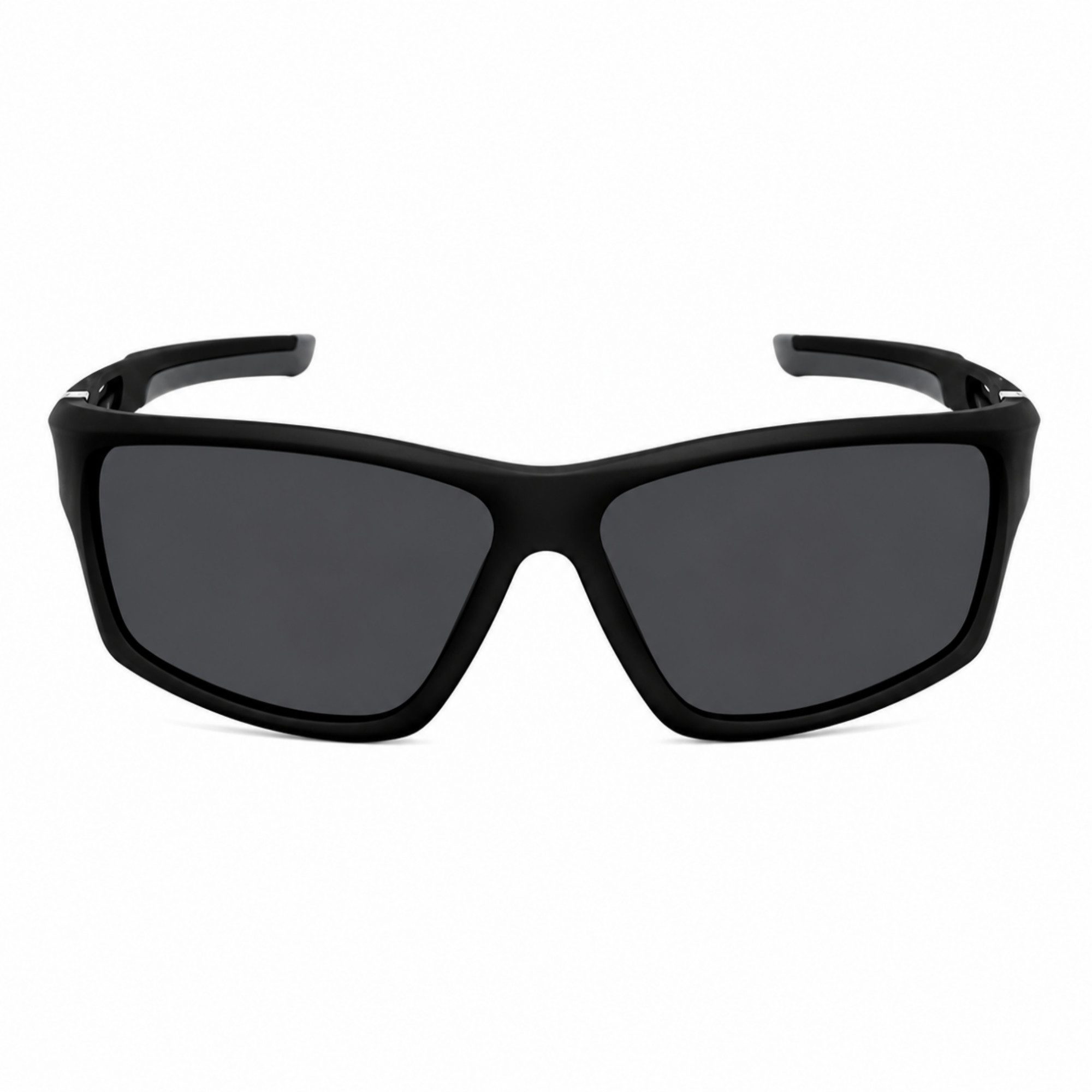 Rennec Sonnenbrille Herren Sportbrille Polarisiert Schwarz Getönt UV400 Brillenbeutel Outdoor Brille Radbrille Schwarz Matt im Wrap Around Stil