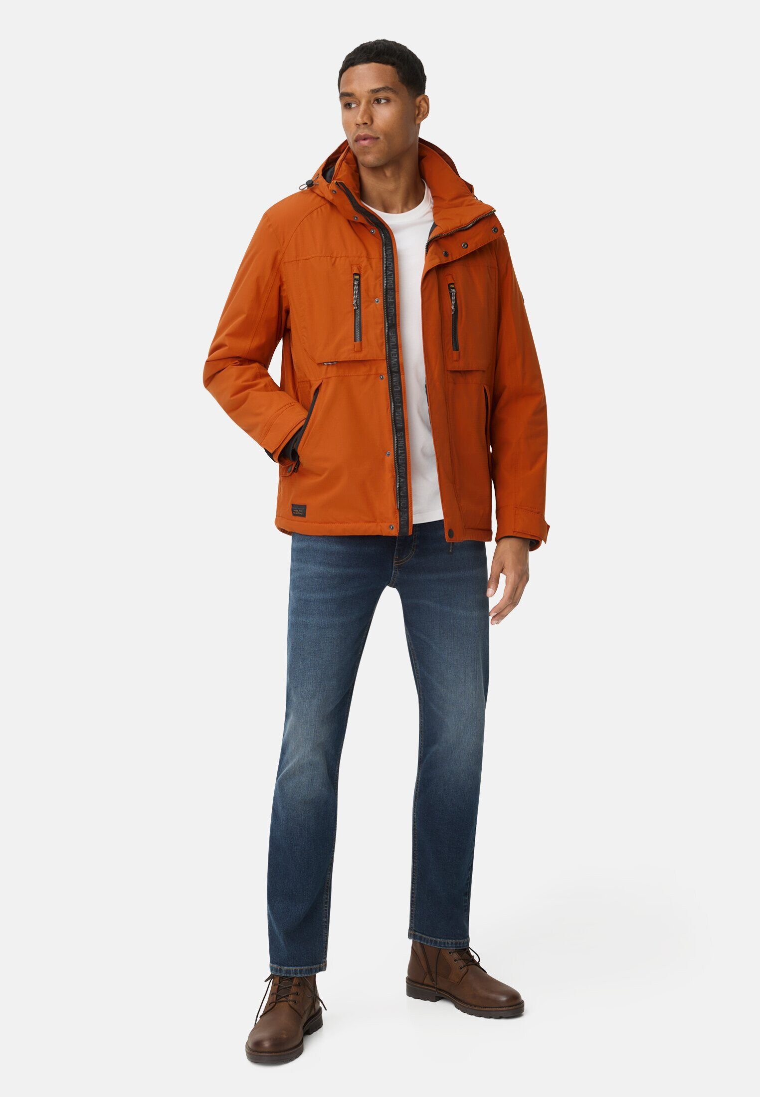 camel active Funktionsjacke mit abnehmbarer Kapuze Langarm Reflektierende Details