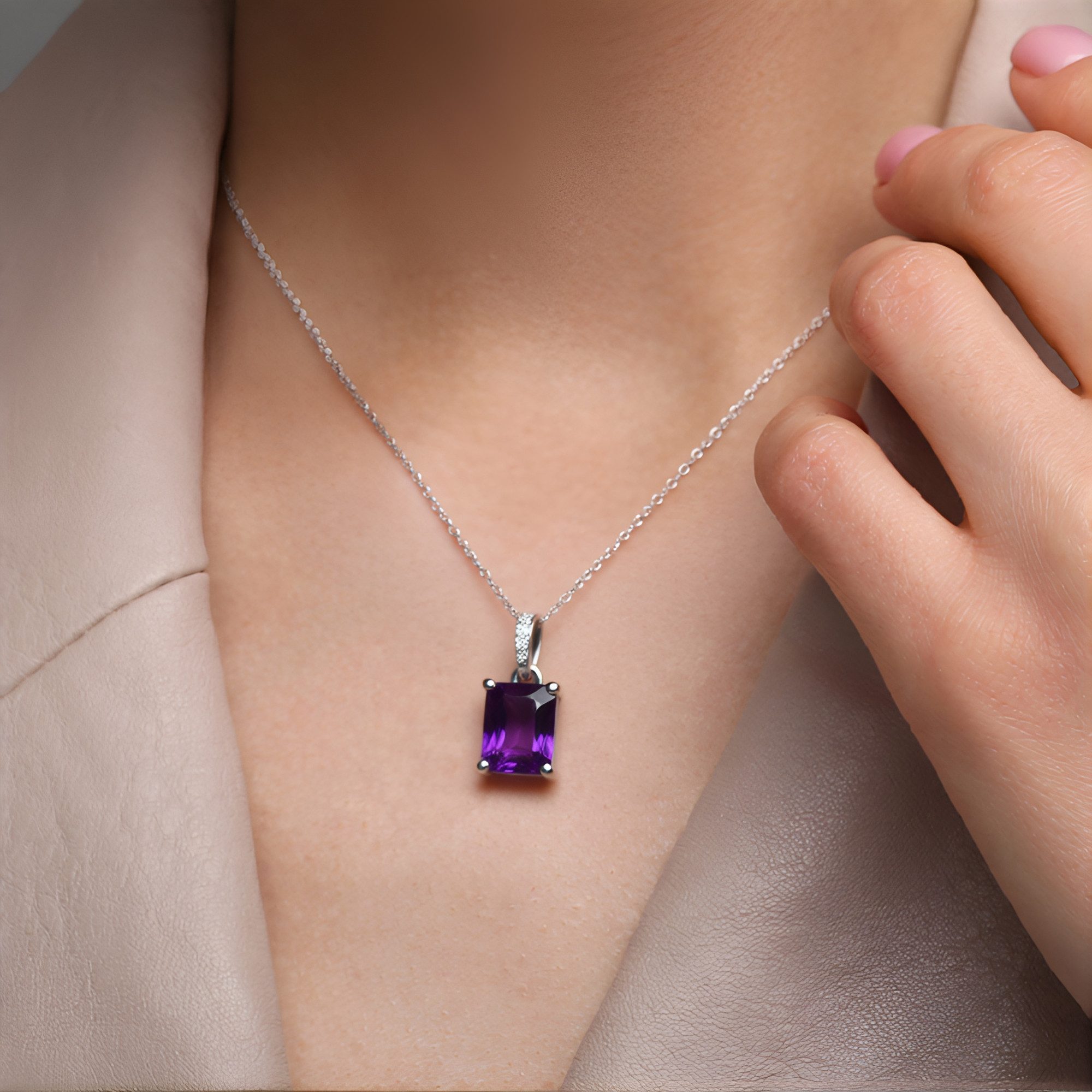 Cavill Kettenanhänger Cavill Sambia-Amethyst 2,009 ct Platin 925 Silber Zir günstig online kaufen