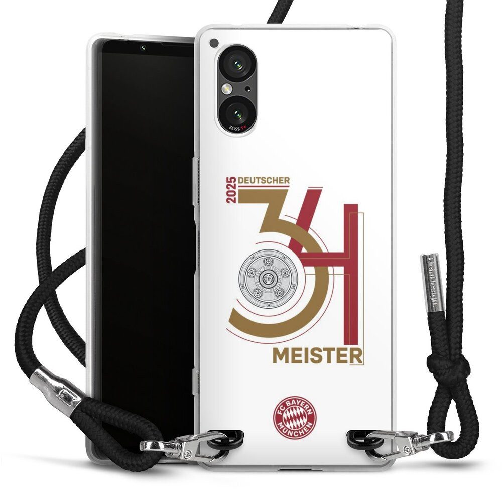 DeinDesign Handyhülle FC Bayern München Meister Offizielles Lizenzprodukt, Sony Xperia 5 V Handykette Hülle mit Band Case zum Umhängen