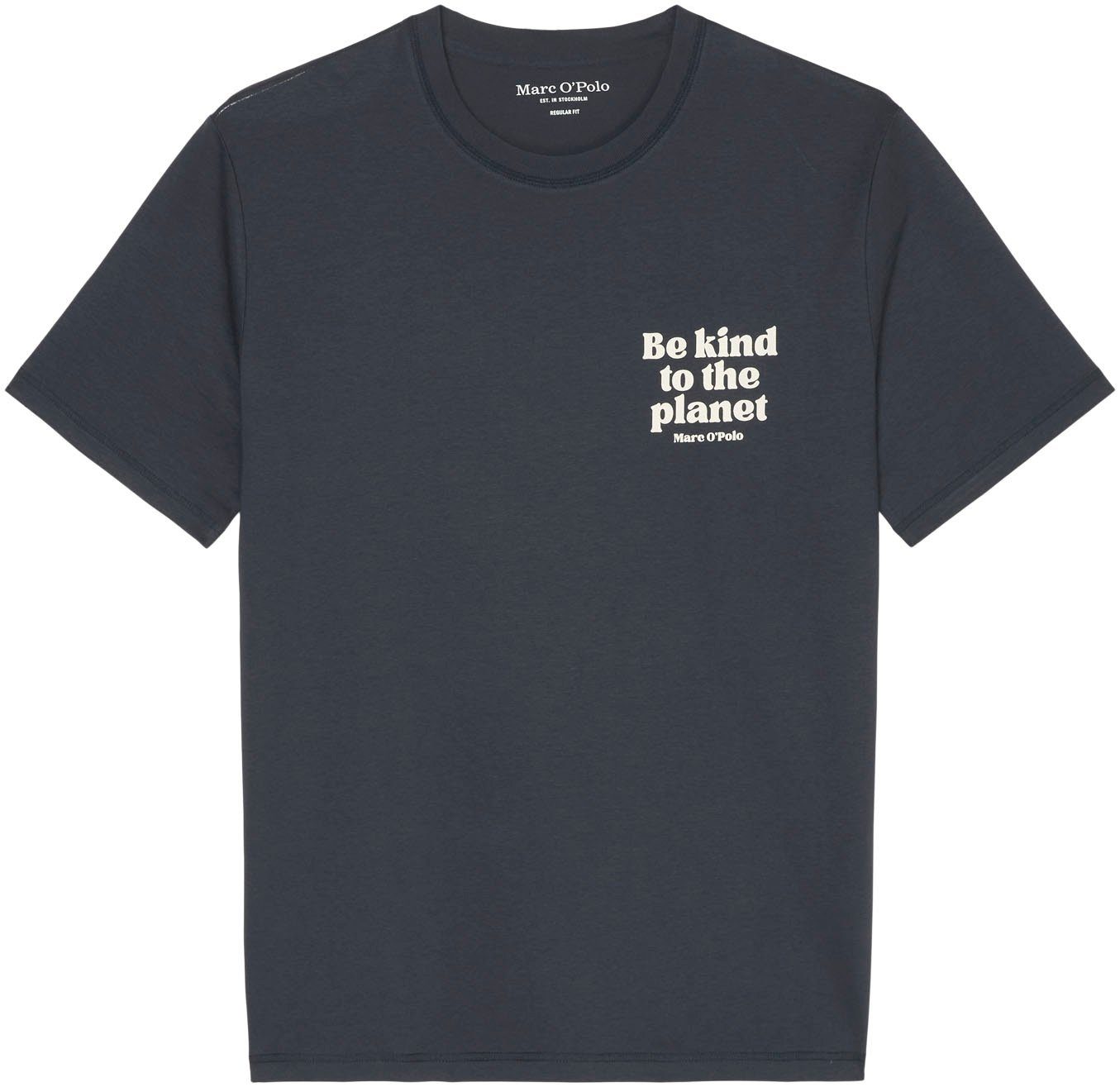 Marc O'Polo T-Shirt mit Statement-Print in Brusthöhe dunkelblau