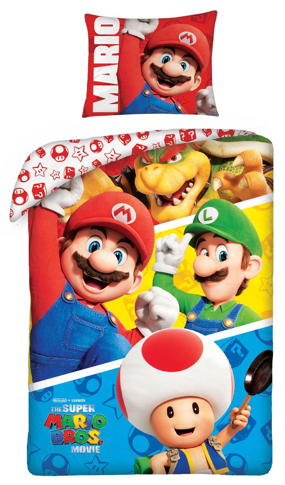 Super Mario Bettwäsche Super Mario Wende Bettwäsche Nintendo Kopfkissen Bettdecke 140x200 cm, Renforcé, 2 teilig, 100% Baumwolle