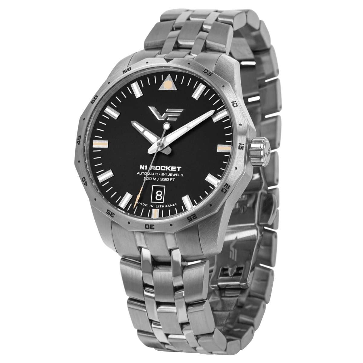 Vostok Europe Automatikuhr NH35-125A747B, Automatik Rocket N1 Stahl/Schwarz 39 mm