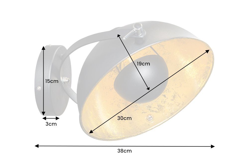 riess-ambiente Wandleuchte STUDIO 38cm schwarz / gold, ohne Leuchtmittel, Wohnzimmer · Metall · Industrial · Schlafzimmer. Reduzierter Preis € 64,95. Unverbindliche Preisempfehlung € 85,95