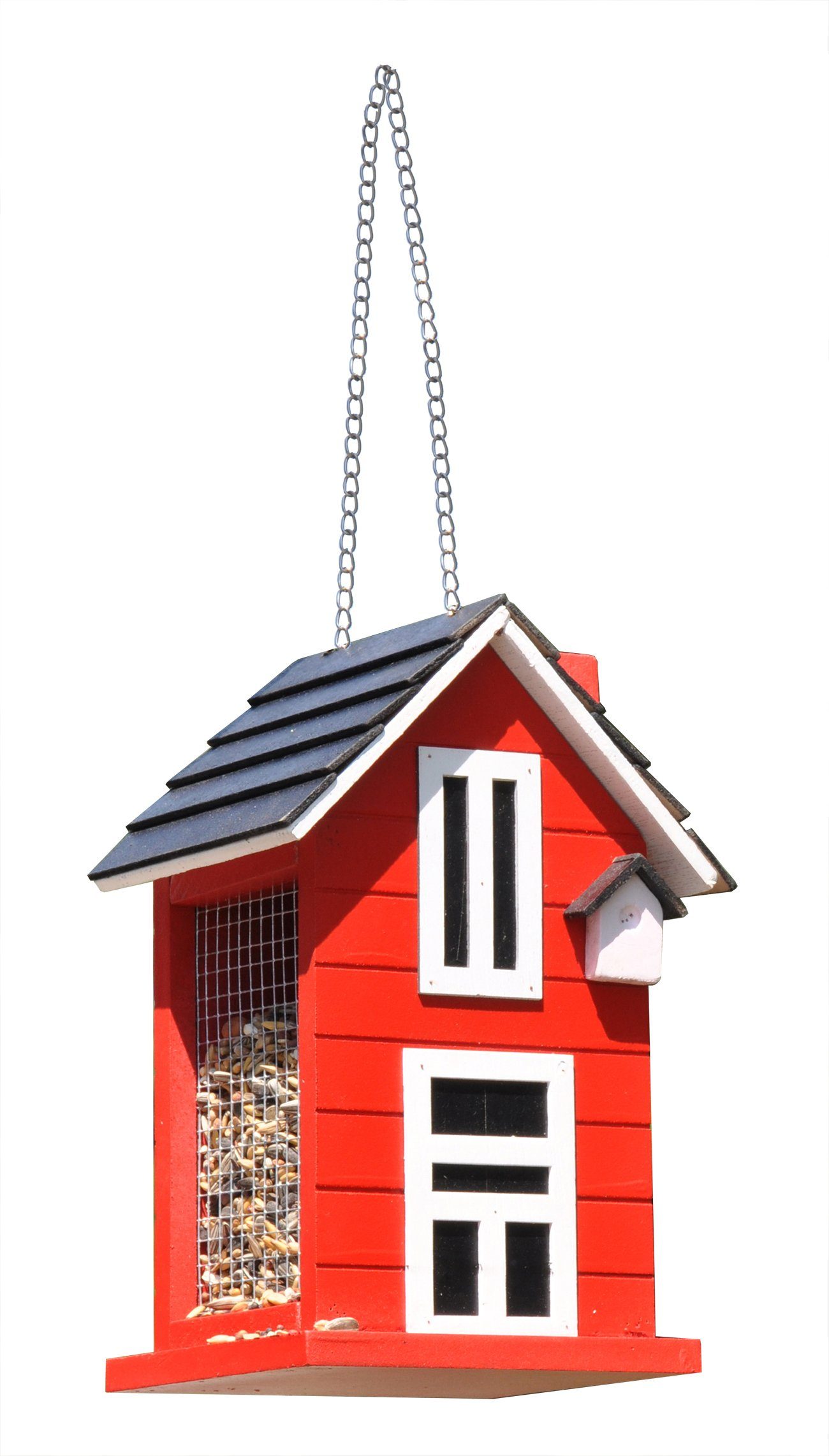 Haushalt International Vogelhaus Vogelfutterhaus in Rot zum aufhängen 12