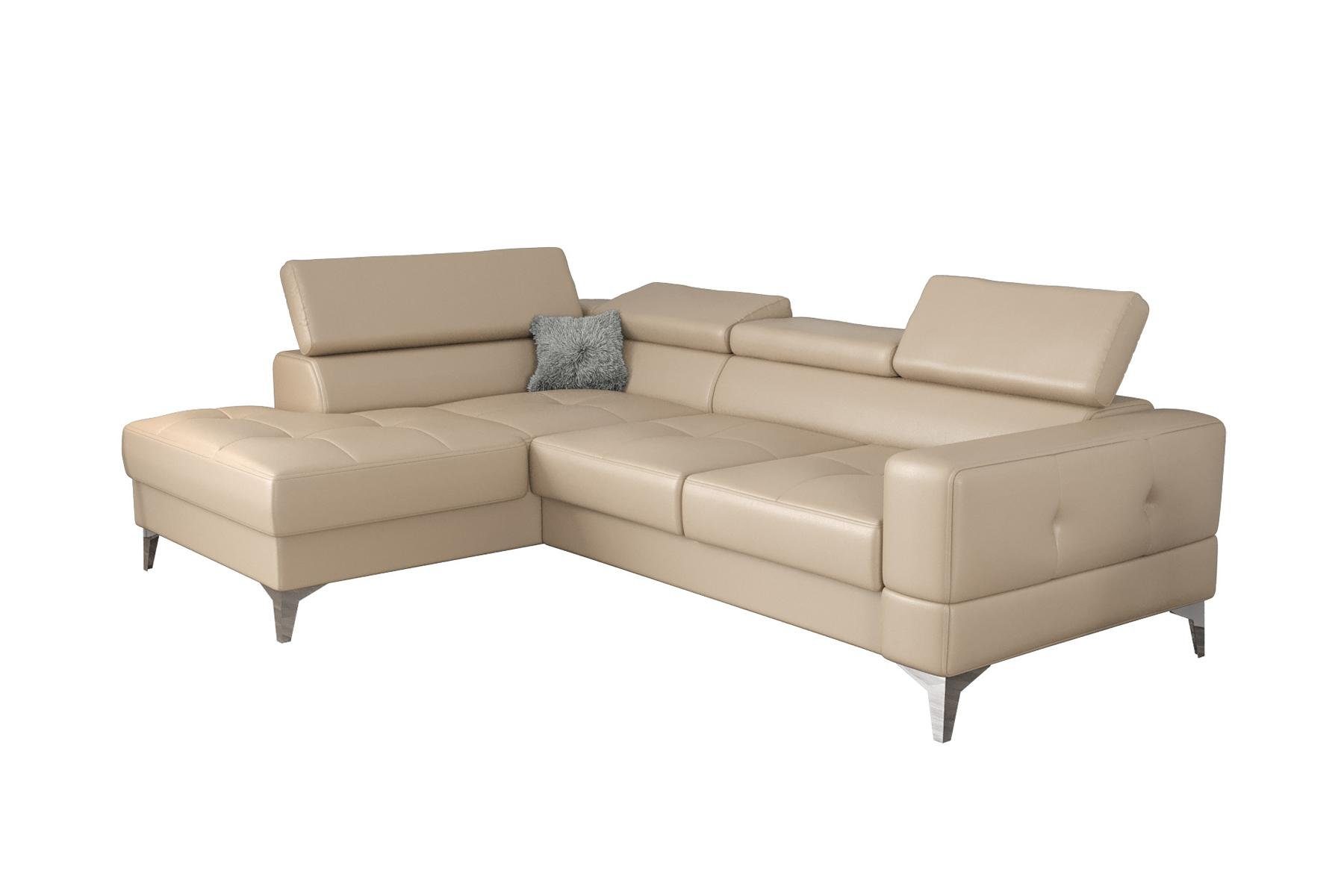 JVmoebel Ecksofa, L-Form Möbel Design Schwarz Leder Holz Neu Modern Luxus Italien Beige