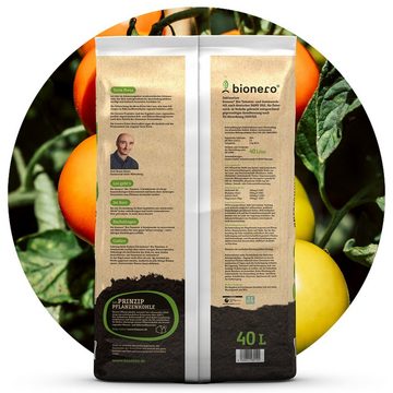 Landshop24 Bio-Erde Tomaten und Gemüseerde 40L bionero® Bioerde, mit Nährstoffen, (Sack), Terra Preta Schwarzerde