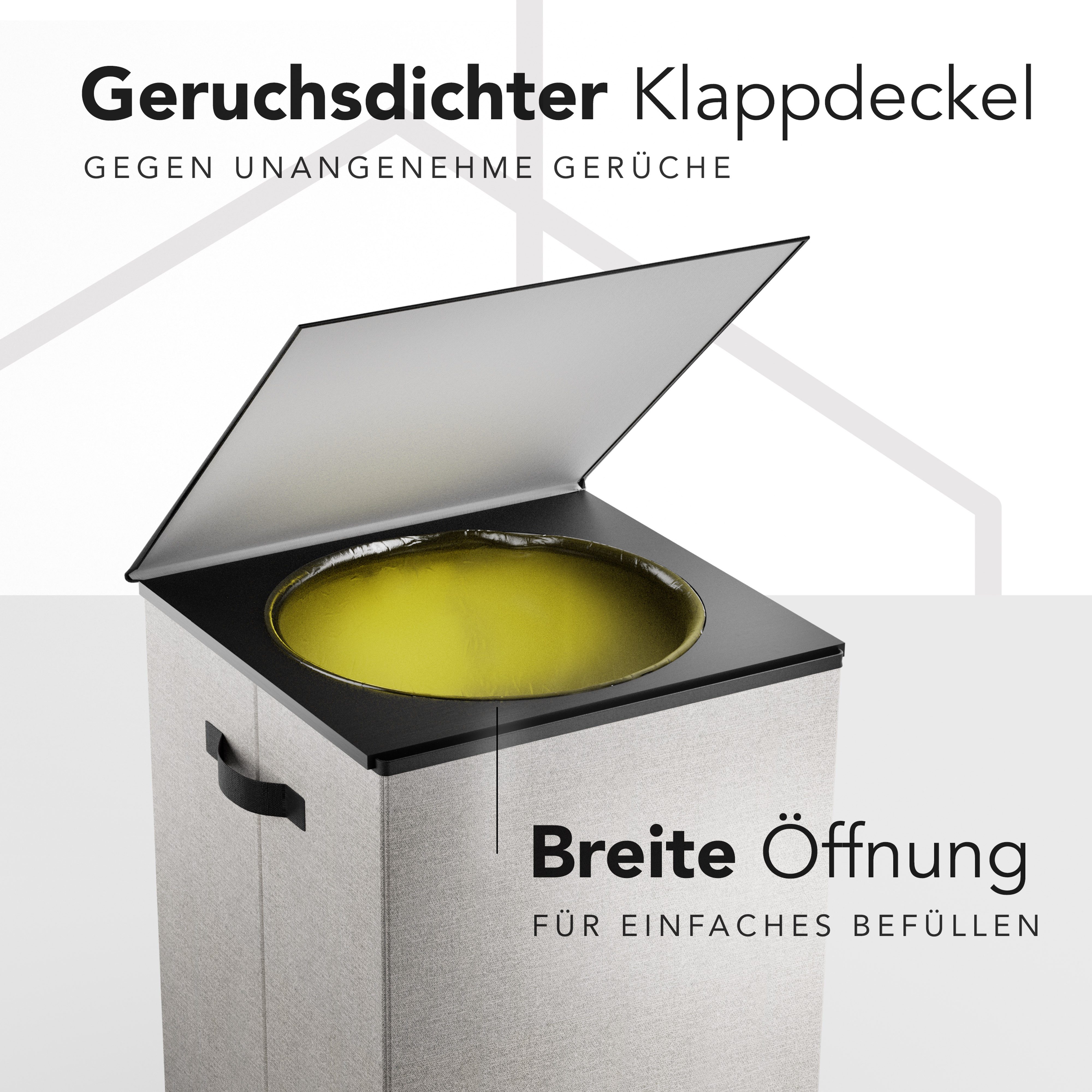 NewHabitat Müllsackständer Gelber Sack Ständer 70L – Gelber Sack Mülleimer mit Klappdeckel, Grau