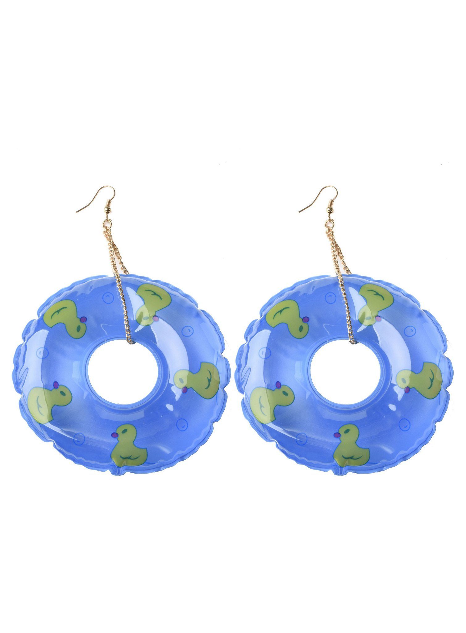 Metamorph Paar Ohrhaken Schwimmreifen Ohrringe blau, Lustige und ausgefallene Ohrringe mit Haken aus Edelstahl