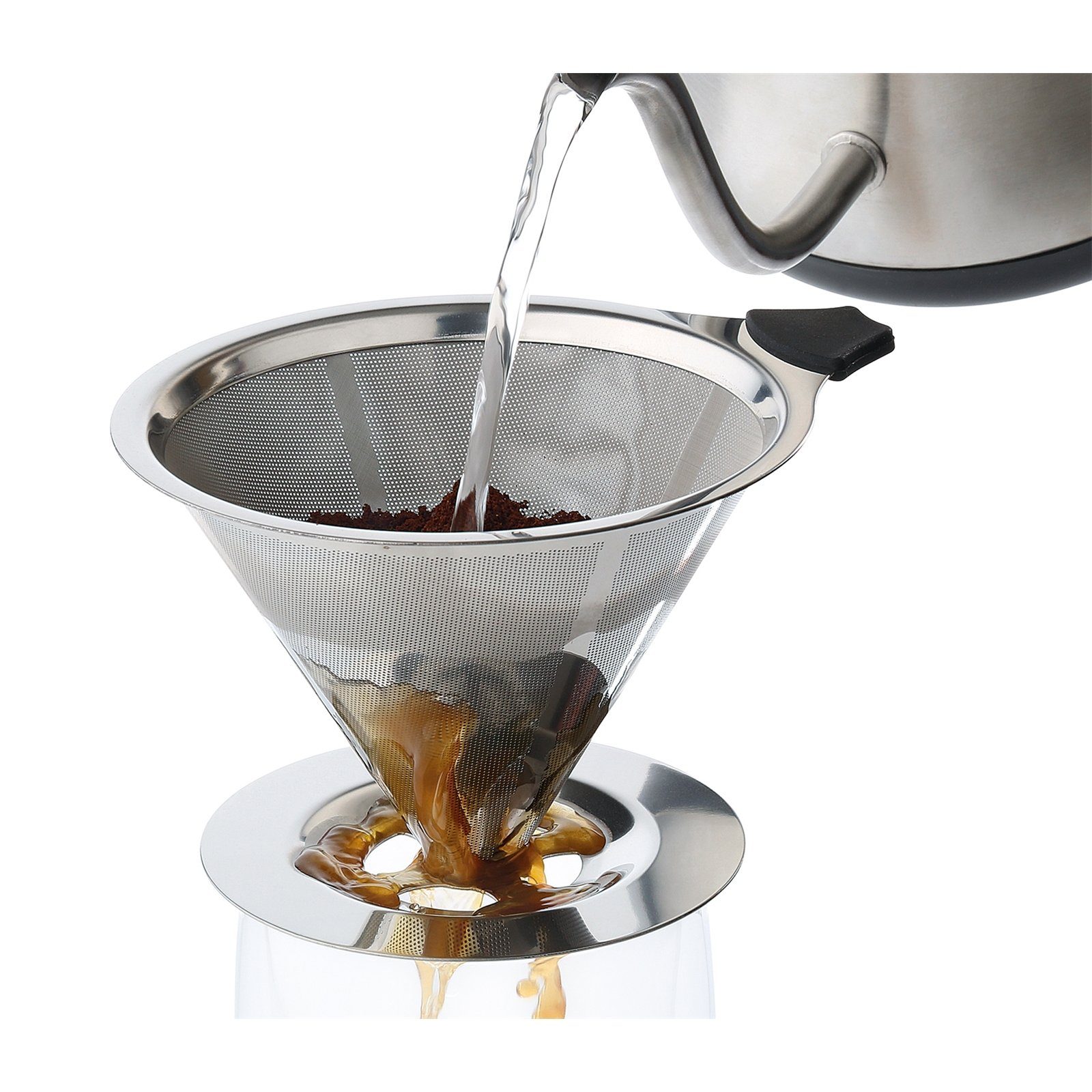 Kaffee-Dauerfilter Edelstahl Cilio mit Standfuß Kaffeebereiter