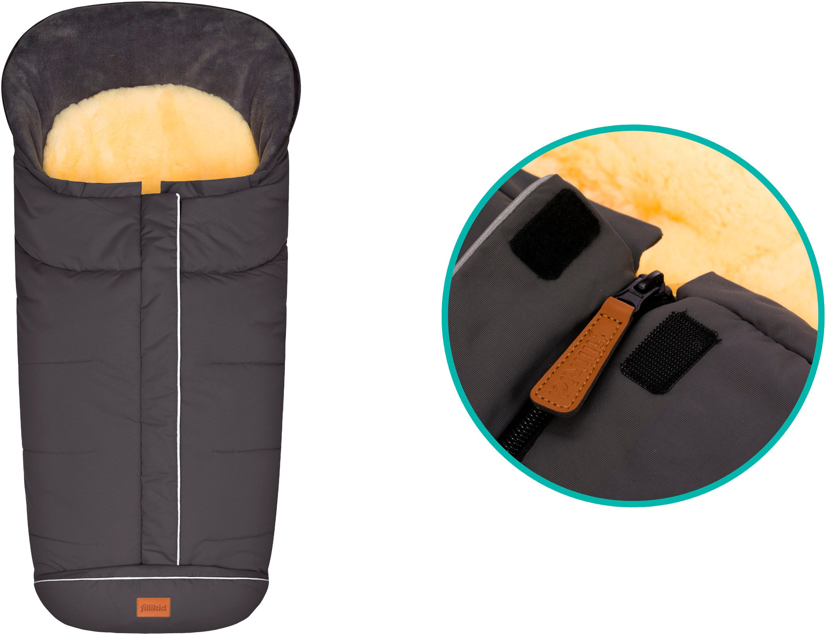 Fillikid Fußsack Nanga Lammfell, Winterfußsack, mit herausnehmbarer Lammfellauflage