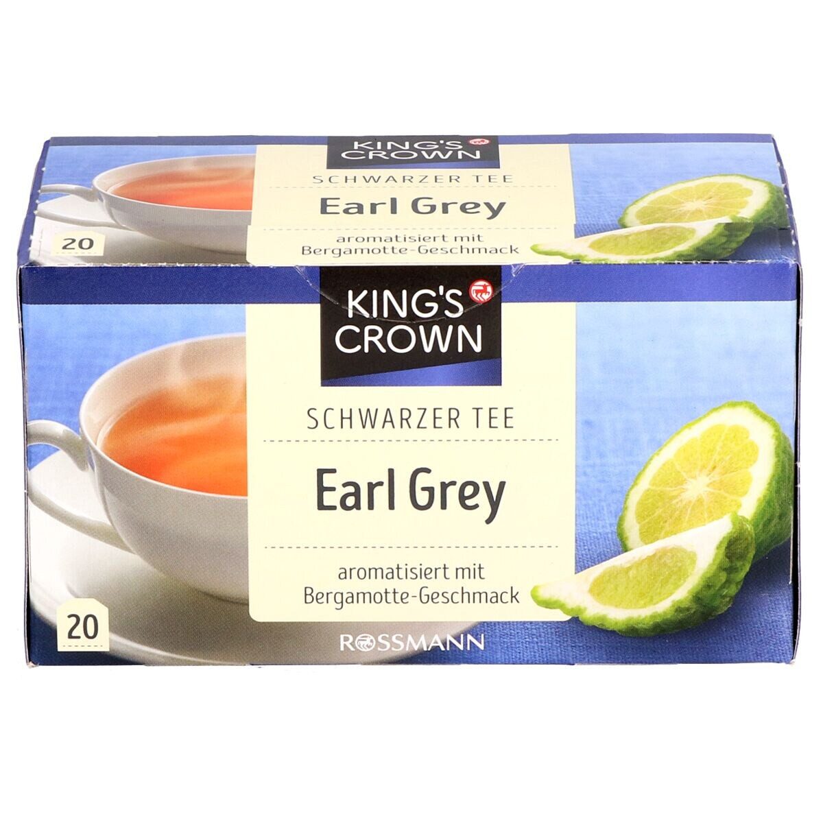 KING'S CROWN Tee Earl Grey, 20 Teebeutel, Schwarztee mit Bergamotte-Geschmack