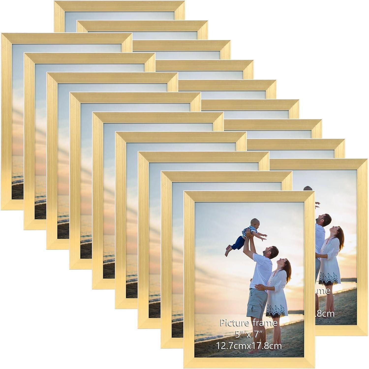 LuxusKollektion Bilderrahmen-Set Bilderrahmen 13x18 18er Set Wand Tisch Büro Wohnung Gold 13x18 cm, (18 St)