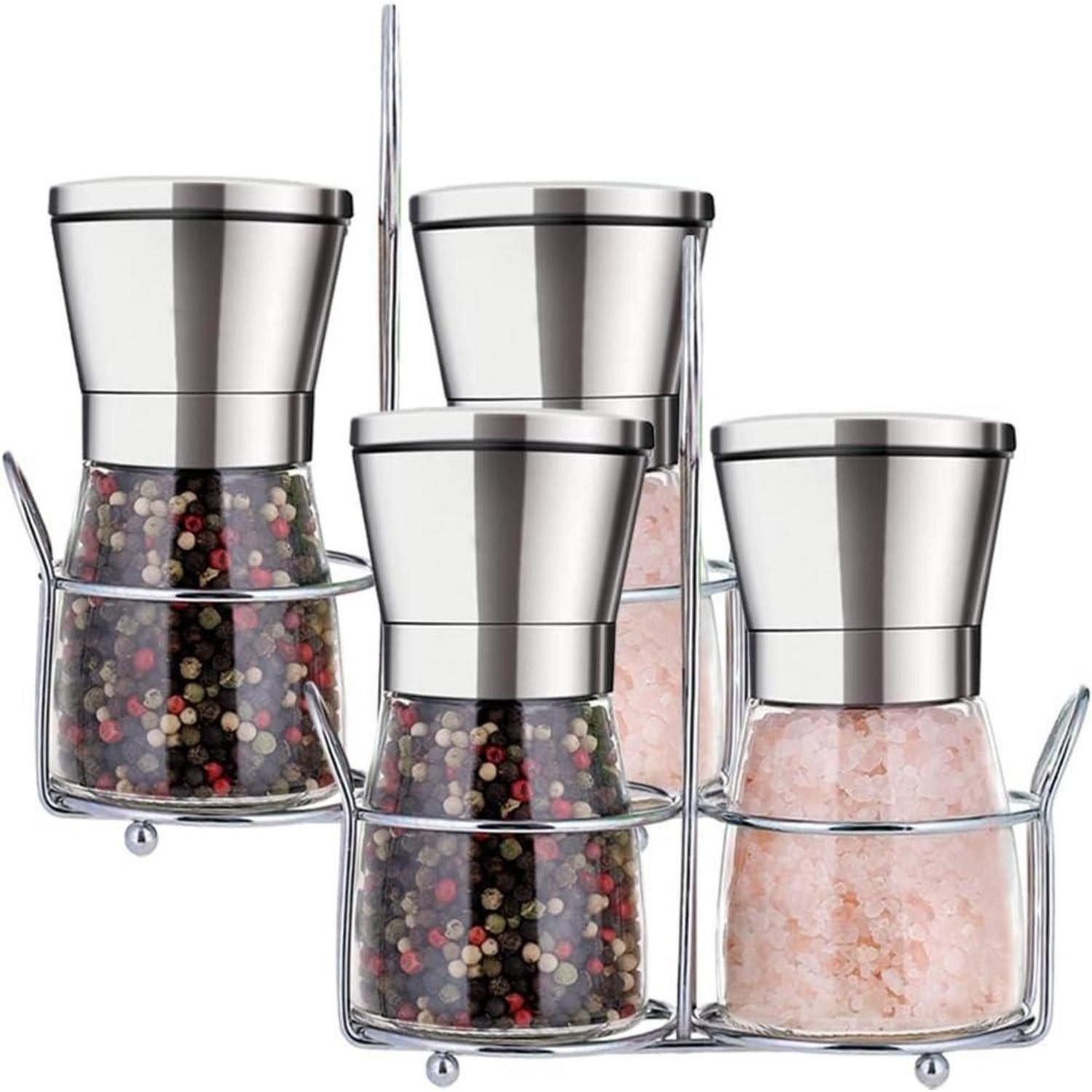 LuxusKollektion Salz-/Pfeffermühle Salz Pfeffermühle Keramikmahlwerk Edelstahl Pfefferstreuer 4PCS