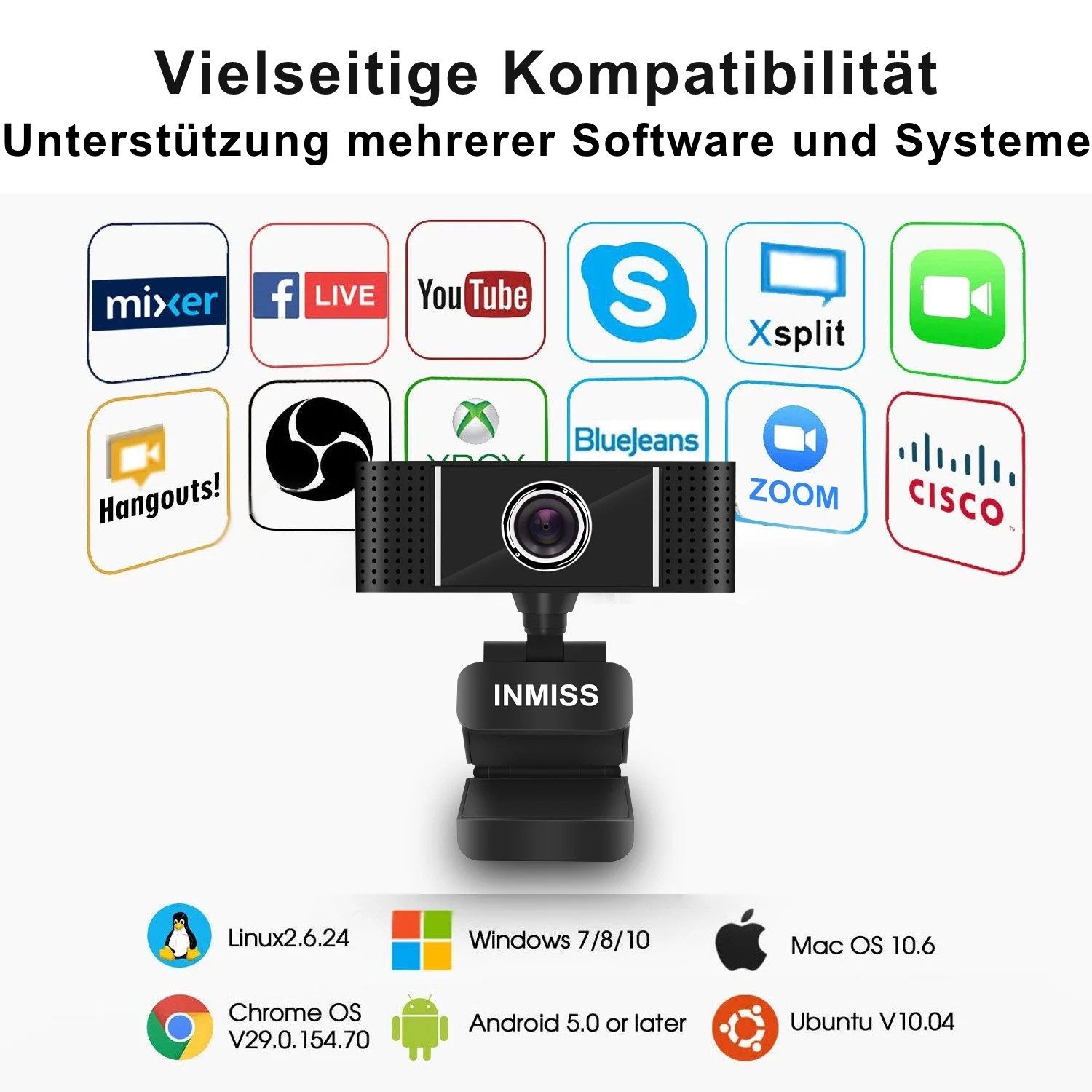 Anivia Full HD-Webcam (HD, USB-Verbindung, USB Webcam mit Zubehör (Stativ & Abdeckung), Full HD 1080p Webcam mit Mikrofon, Stativ, Plug & Play, 120° Winkel)