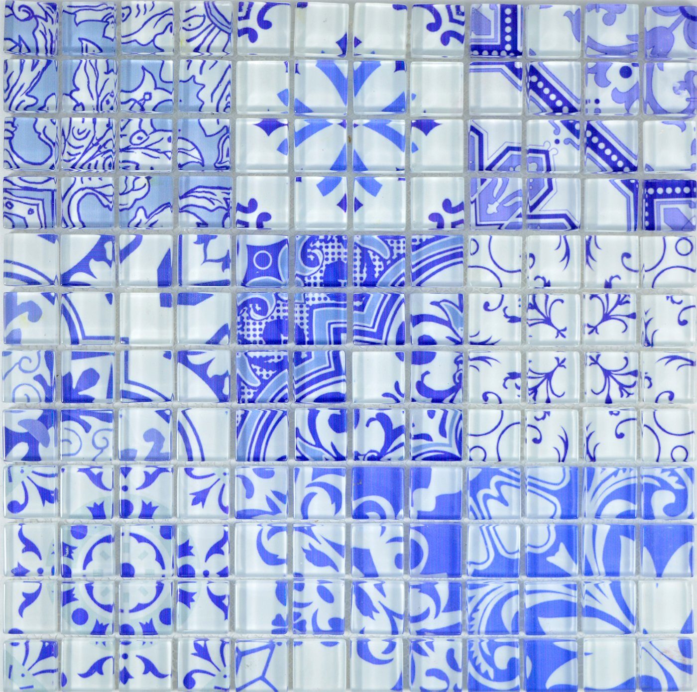 Mosani Mosaikfliesen Glasmosaik Crystal Mosaikfliesen blau glänzend / 10 Matten