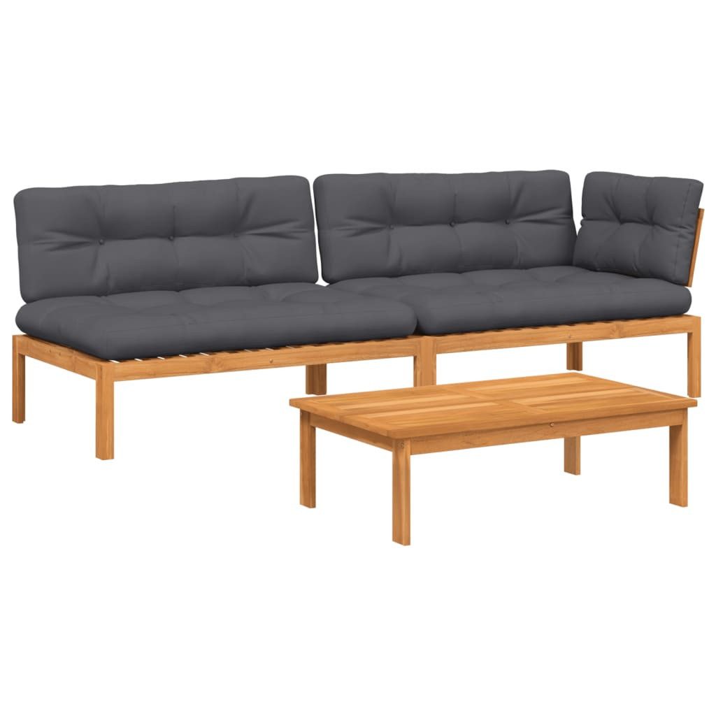 vidaXL Loungesofa 3-tlg. Garten-Sofagarnitur aus Paletten mit Kissen nholz, 1 Teile