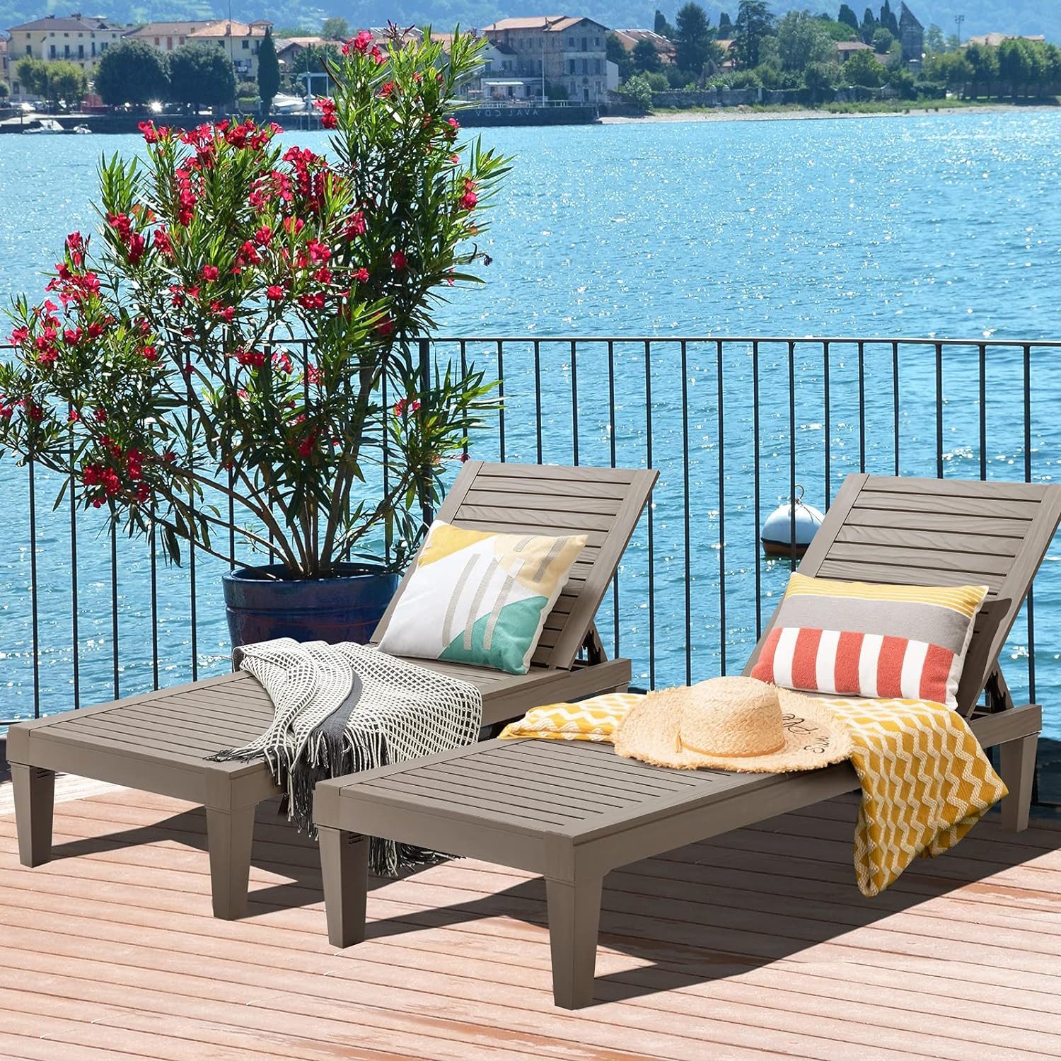 COSTWAY Gartenliege, wetterfest, 5-stufig Verstellbar, 180kg, günstig online kaufen