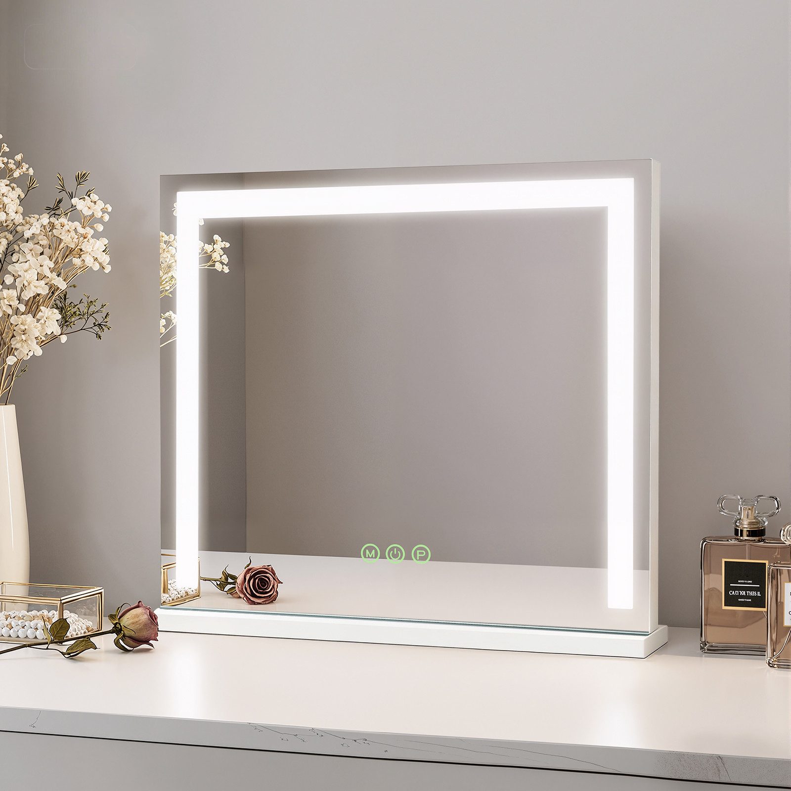 Schminkspiegel Kosmetikspiegel mit beleuchtung und 3 Lichtfarben Dimmfunktion