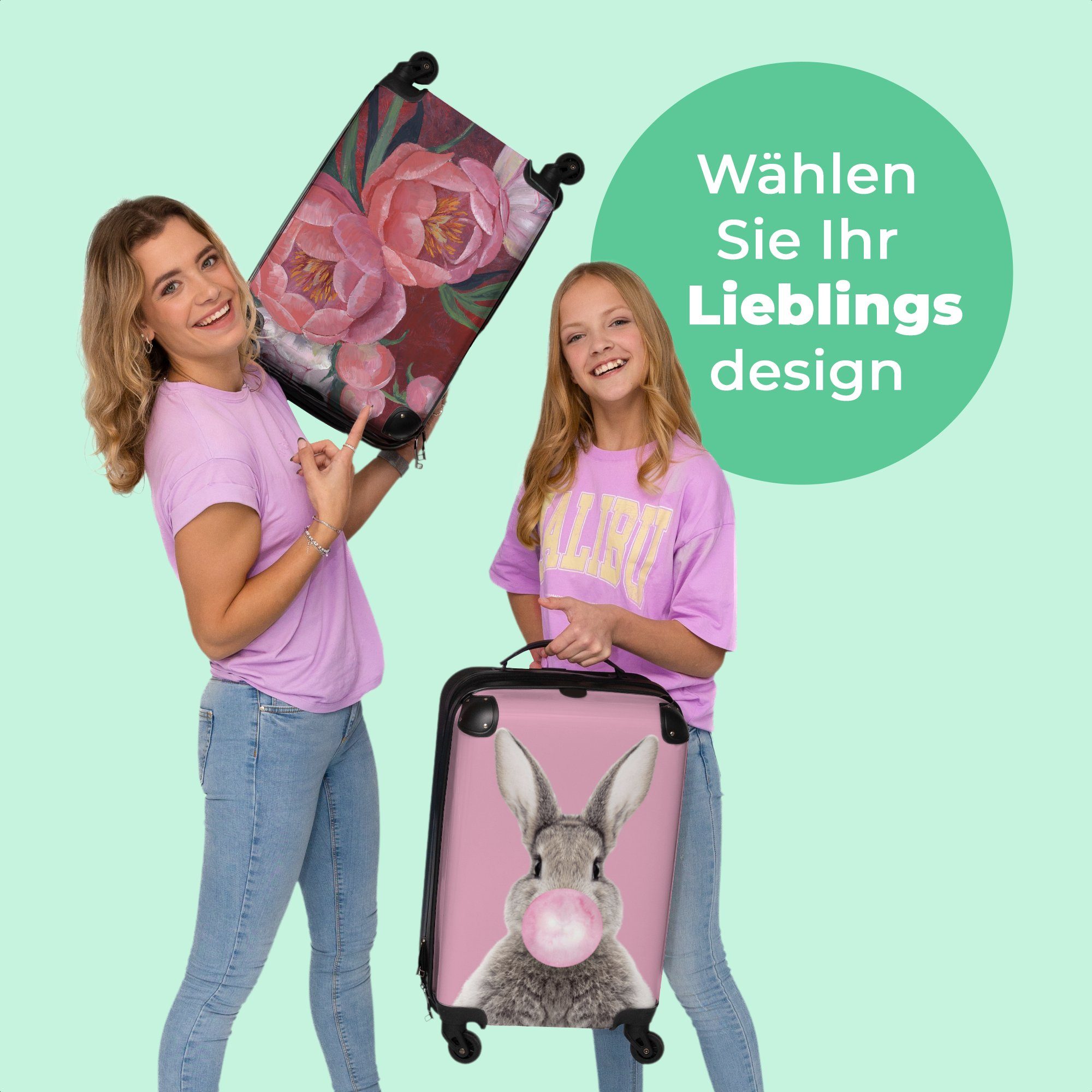 Kleine Blumen Malerei 55x35x20cm NoBoringSuitcases.com© mit 4 Cabin - Trolley Rosa Reisekoffer Rollen - Rollen, Rollkoffer - Pflanzen, Handgepäck 4 - Handgepäckkoffer