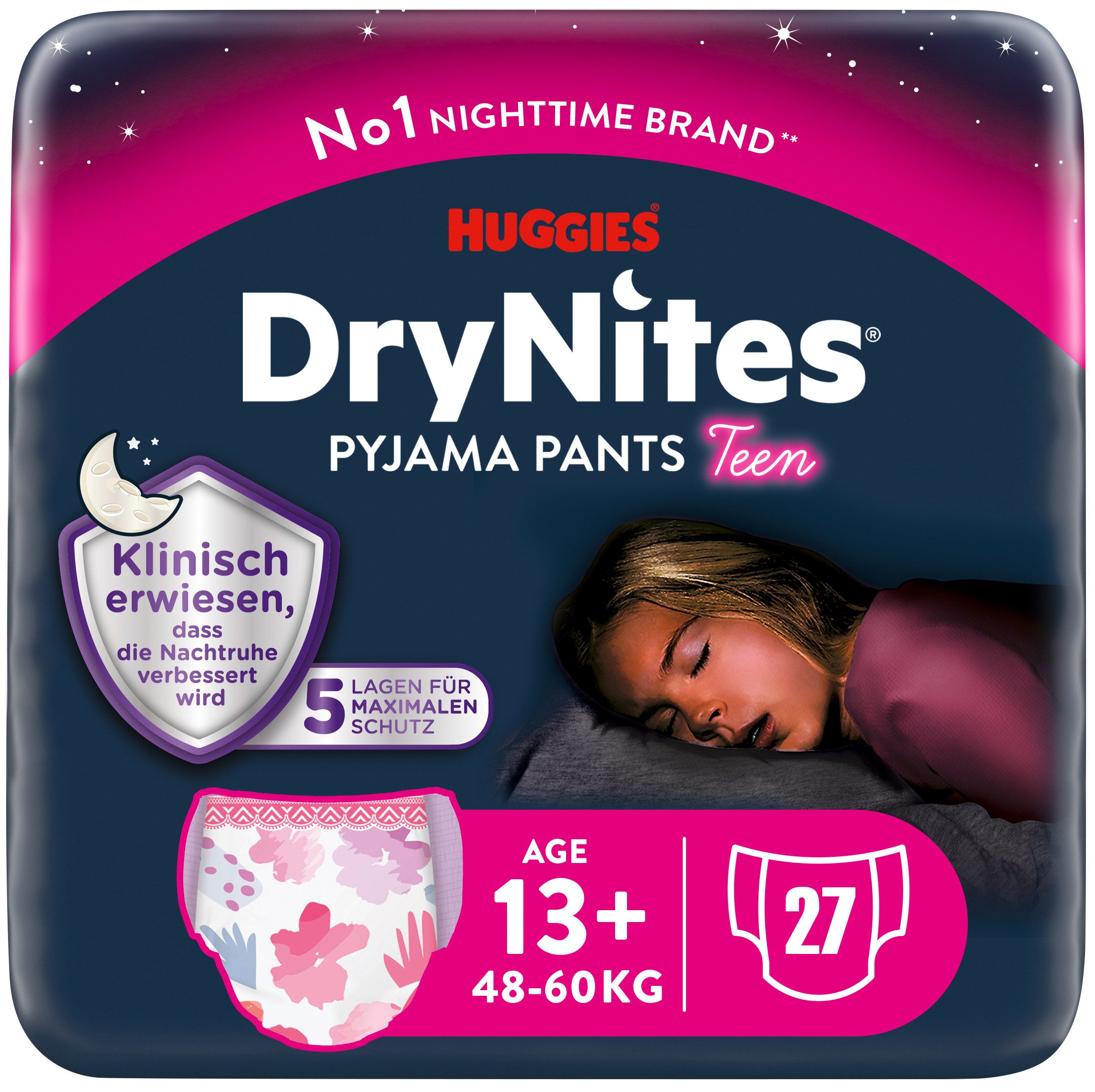 HUGGIES Windeln Nachtwindeln Mädchen ab 13 bis ca. 17 Jahre, 27 St.