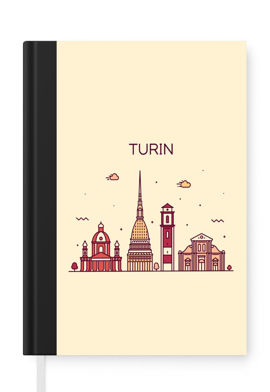 MuchoWow Notizbuch Turin - Italien - Skyline, Journal, Merkzettel, Tagebuch, Notizheft, A5, 98 Seiten, Haushaltsbuch
