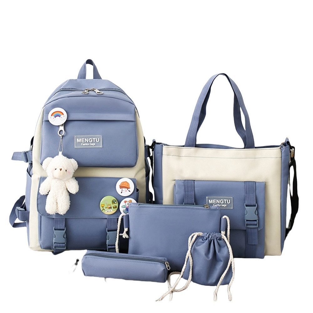 Zaewry Schulrucksack 5-teiliges Kawaii-Rucksack für Mädchen, Laptop-Tasche,Freizeitrucksack
