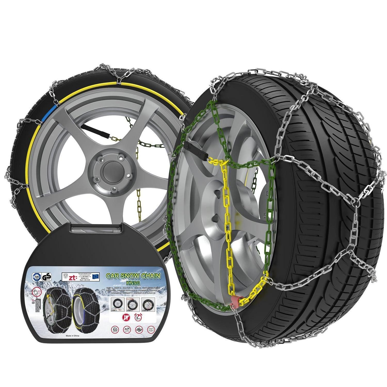 LuxusKollektion Schneeketten Schneeketten Auto Stahl 2 Stück 12 mm Spanner 60