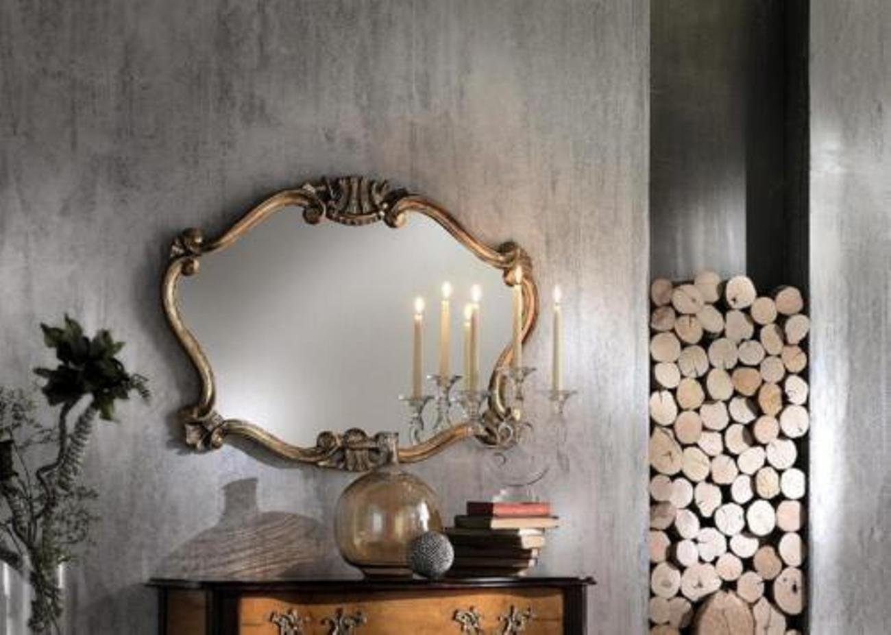 JVmoebel Wandspiegel, Italienische Klassischer Spiegel Wandspiegel mit Bronzeblättern | Wandspiegel