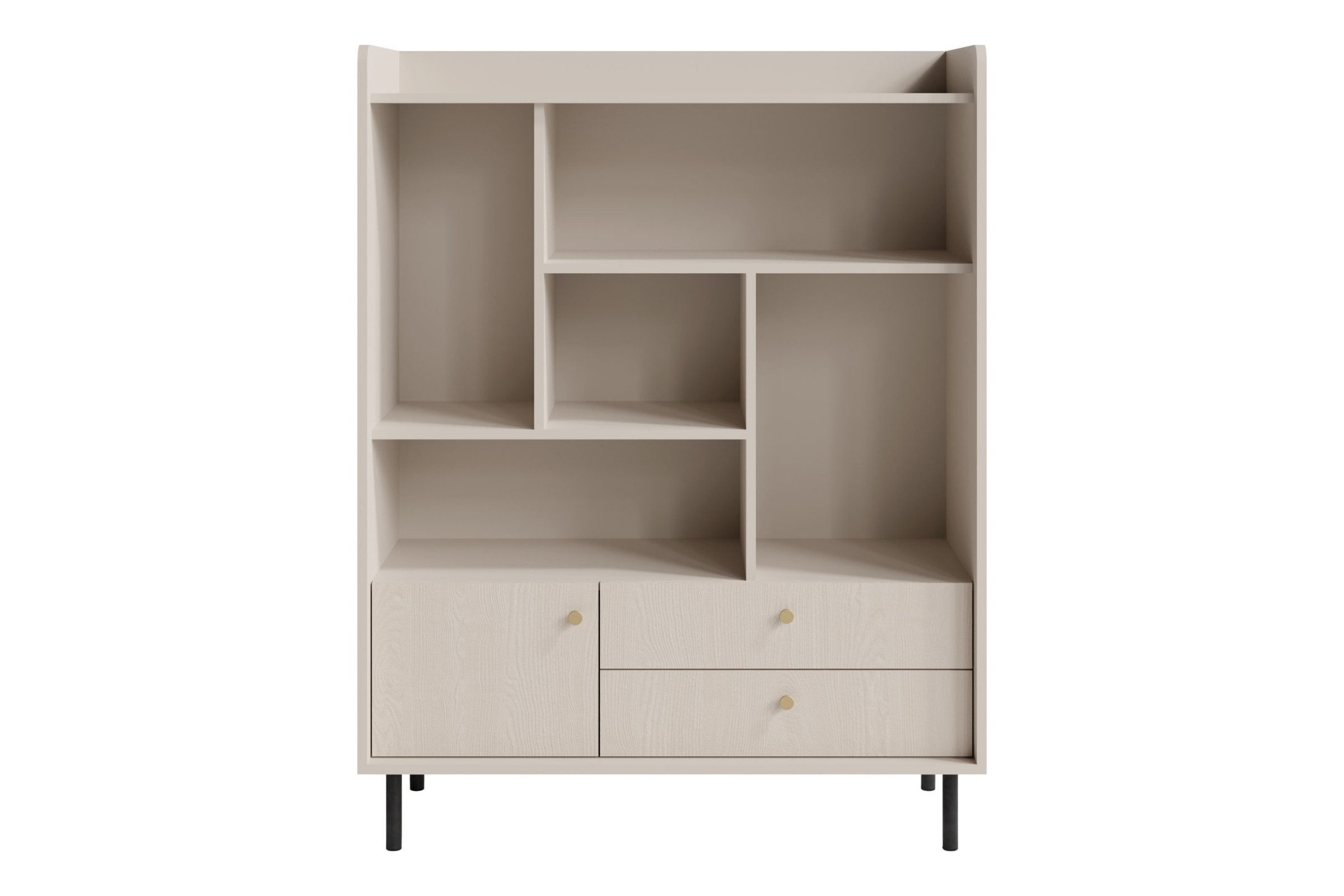 Deine Möbel 24 Bücherregal GEORGIA 03 Regal Kommode Sideboard 103,5 / 133 / 42 cm (B/H/T), Set 3-tlg., GEORGIA-Kollektion Sandbeige Beige