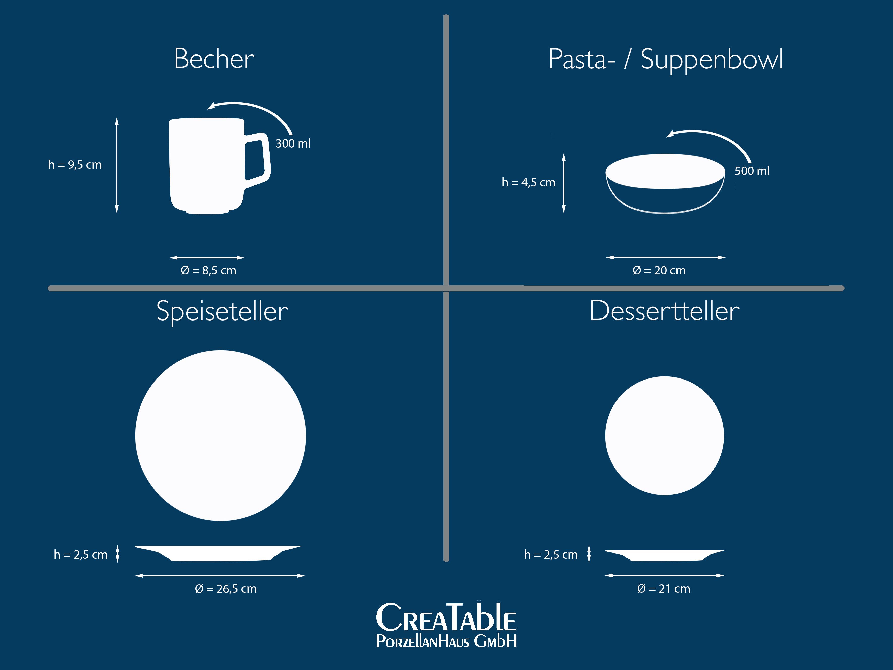 CreaTable Kombiservice Soleil (16-tlg), 4 Personen, Steingut, Sonnenmotiv