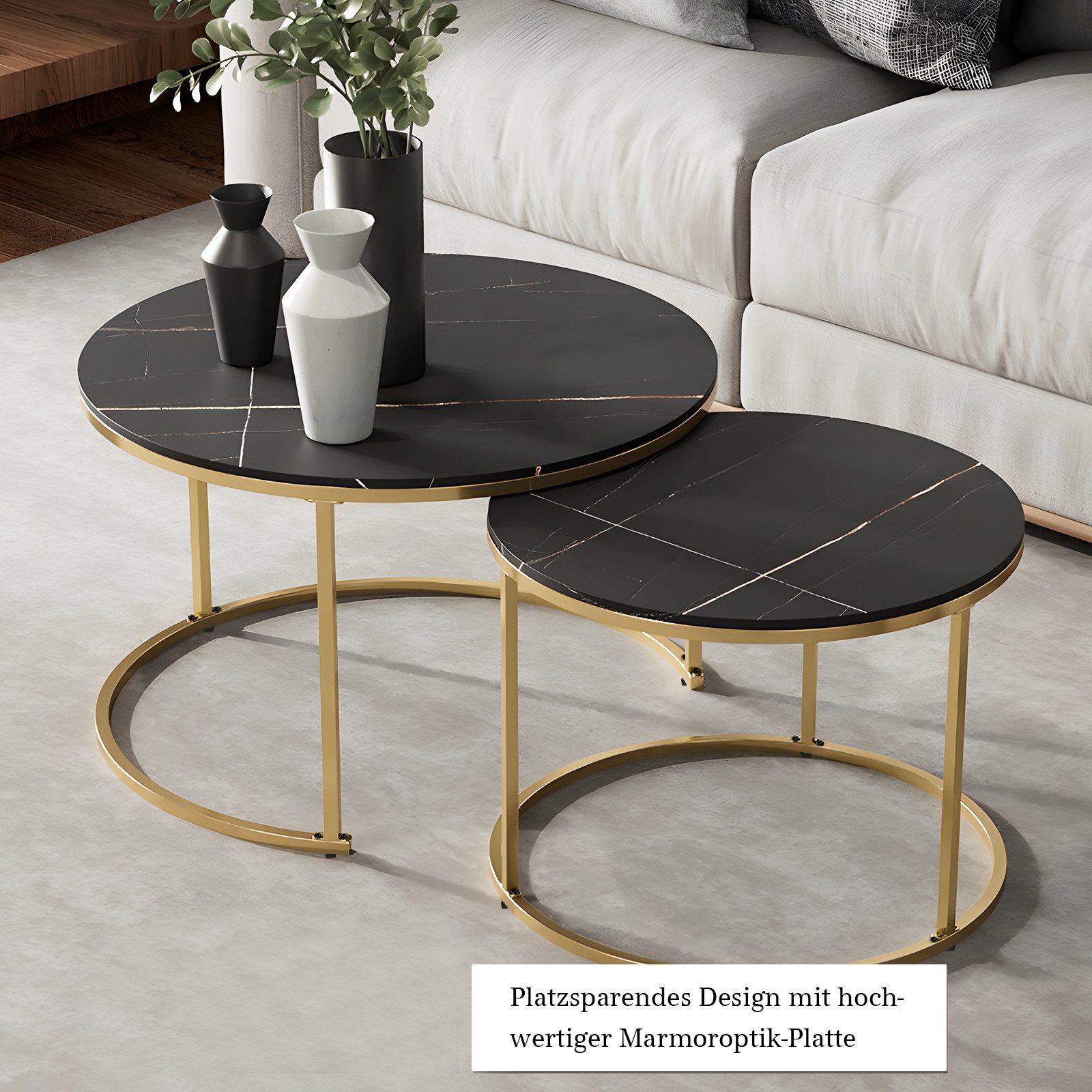 G-LEAF Couchtisch Beistelltisch-Set mit platzsparendem Nesting-Design günstig online kaufen
