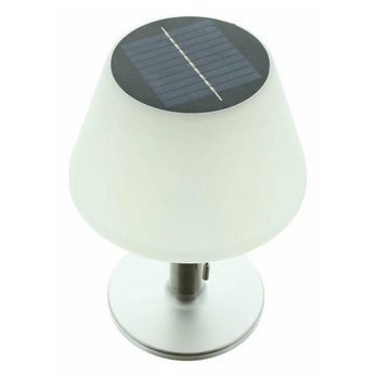 Home-trends24.de LED Solarleuchte Tischlampe Stehlampe weiß silber 20 cm dimmbar Nachtlicht, LED fest integriert