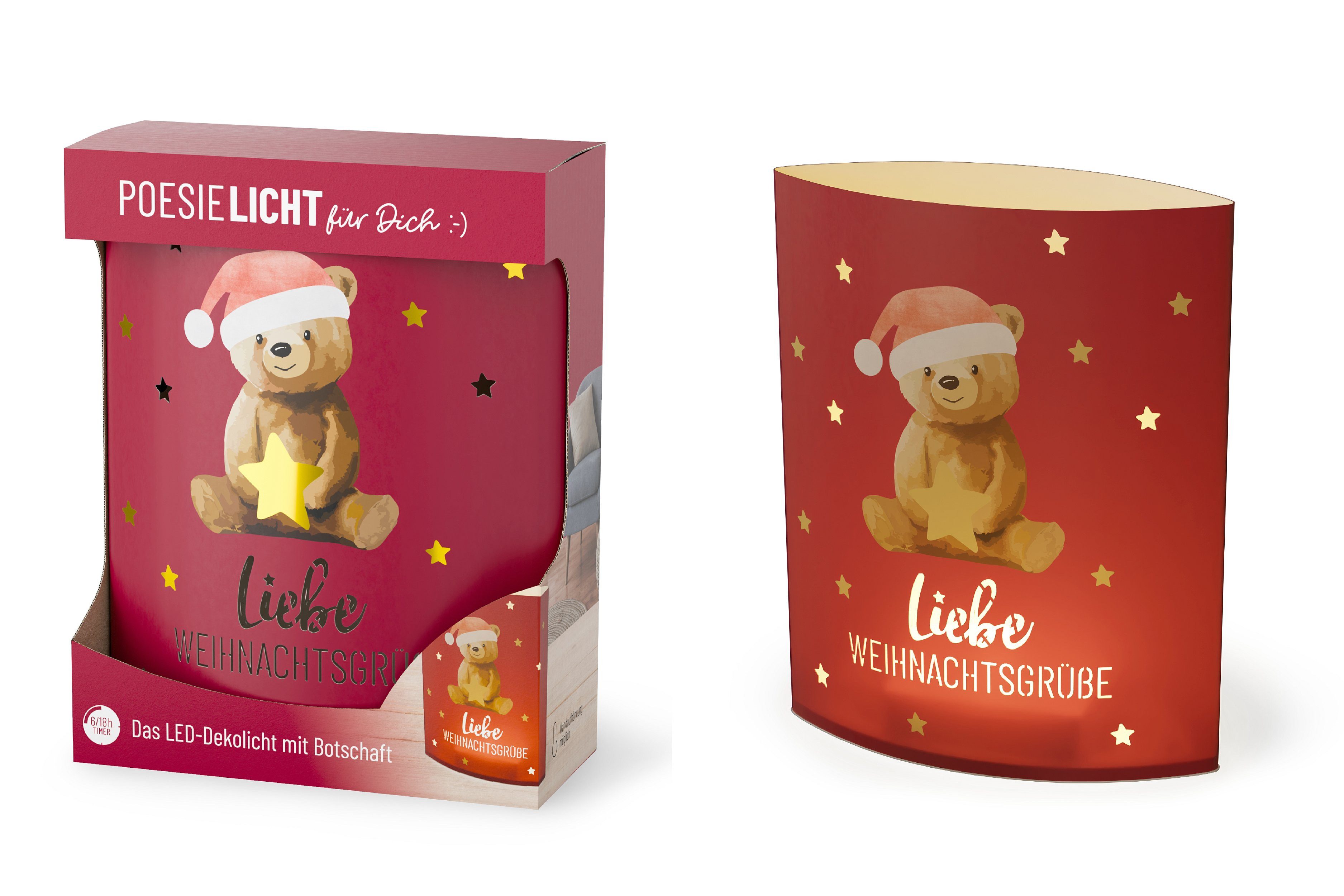La Vida LED Nachtlicht Deko Lampe Leuchte Batterie Poesielicht für Dich la vida Geschenk Bär