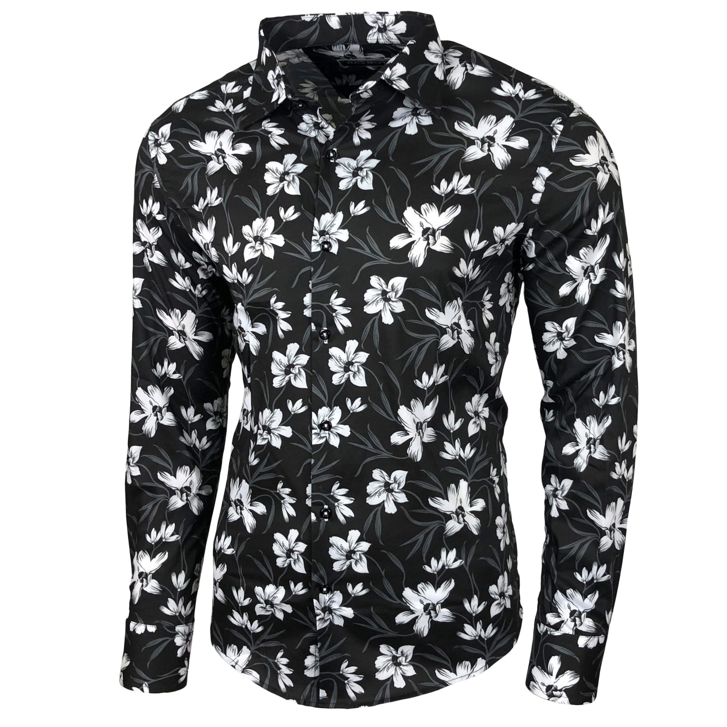 Baxboy Langarmhemd Baxboy Herren Hemd Freizeitshemd Langarm Blumen Casual S günstig online kaufen