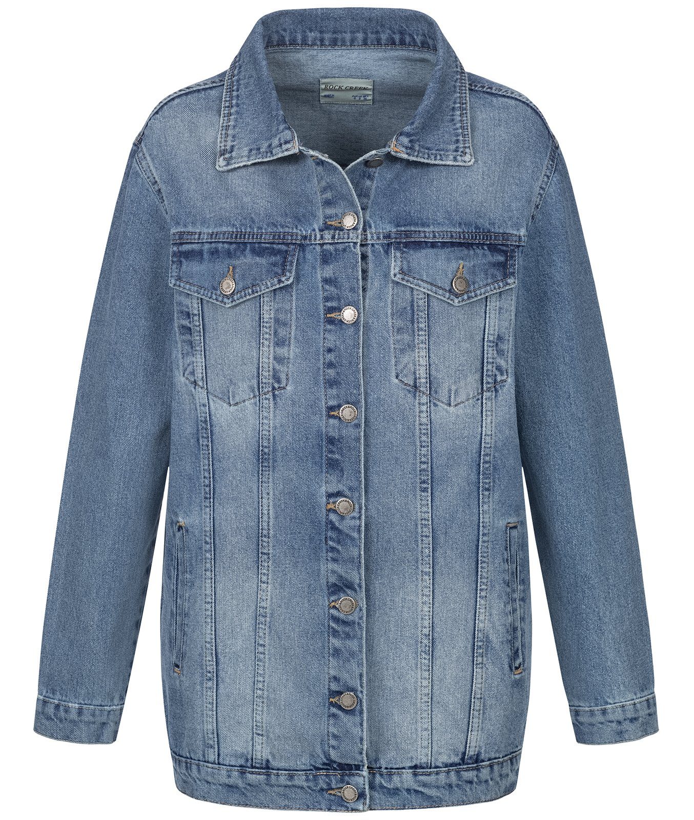 Rock Creek Damen Oversize D-480 Jeansjacke Jeansjacke Hellblau