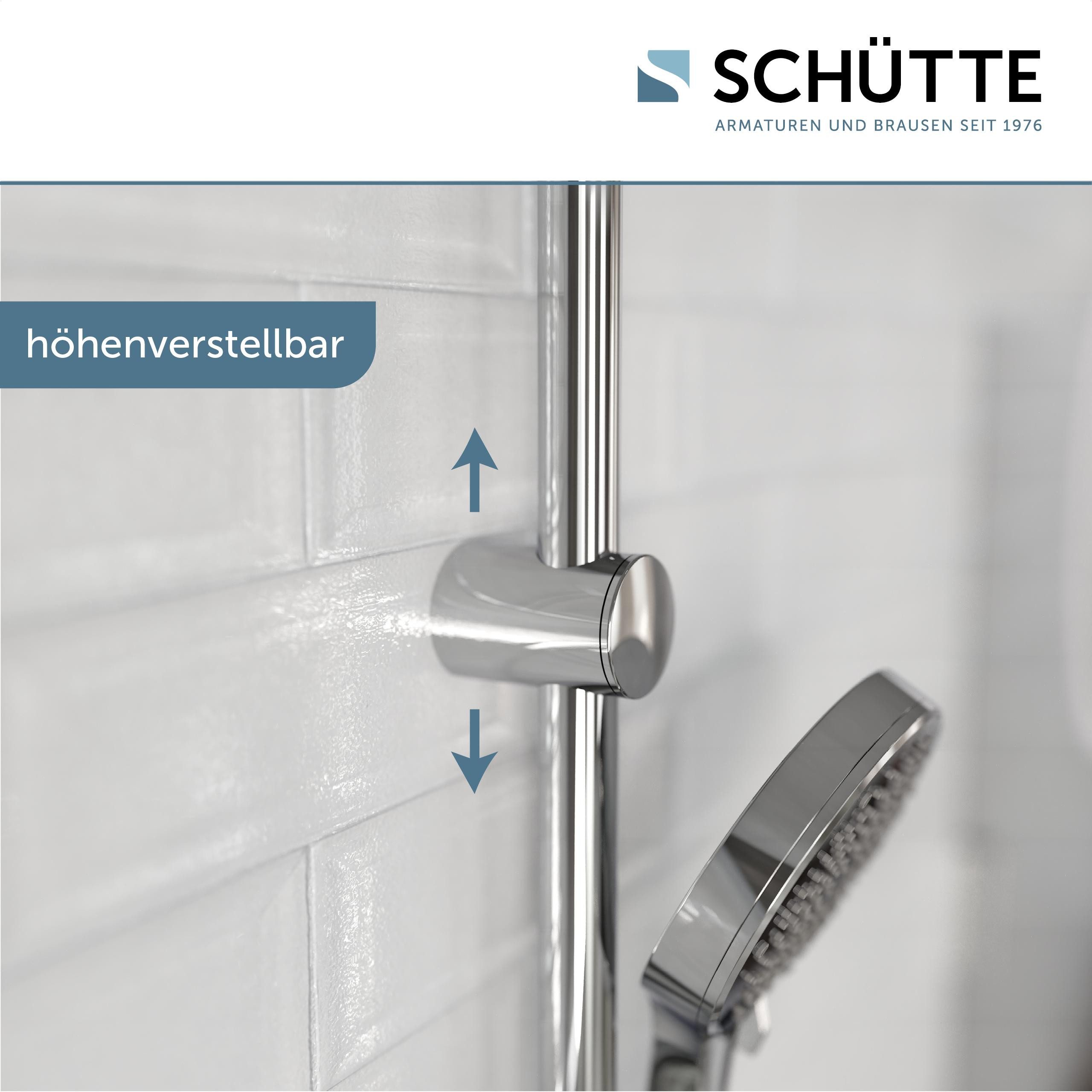 Schütte Stangenbrause-Set CORDOBA chrom, 3 Strahlart(en), 3-fach verstellbar, Antikalk-Noppen, Klebe- oder Schraubmontage
