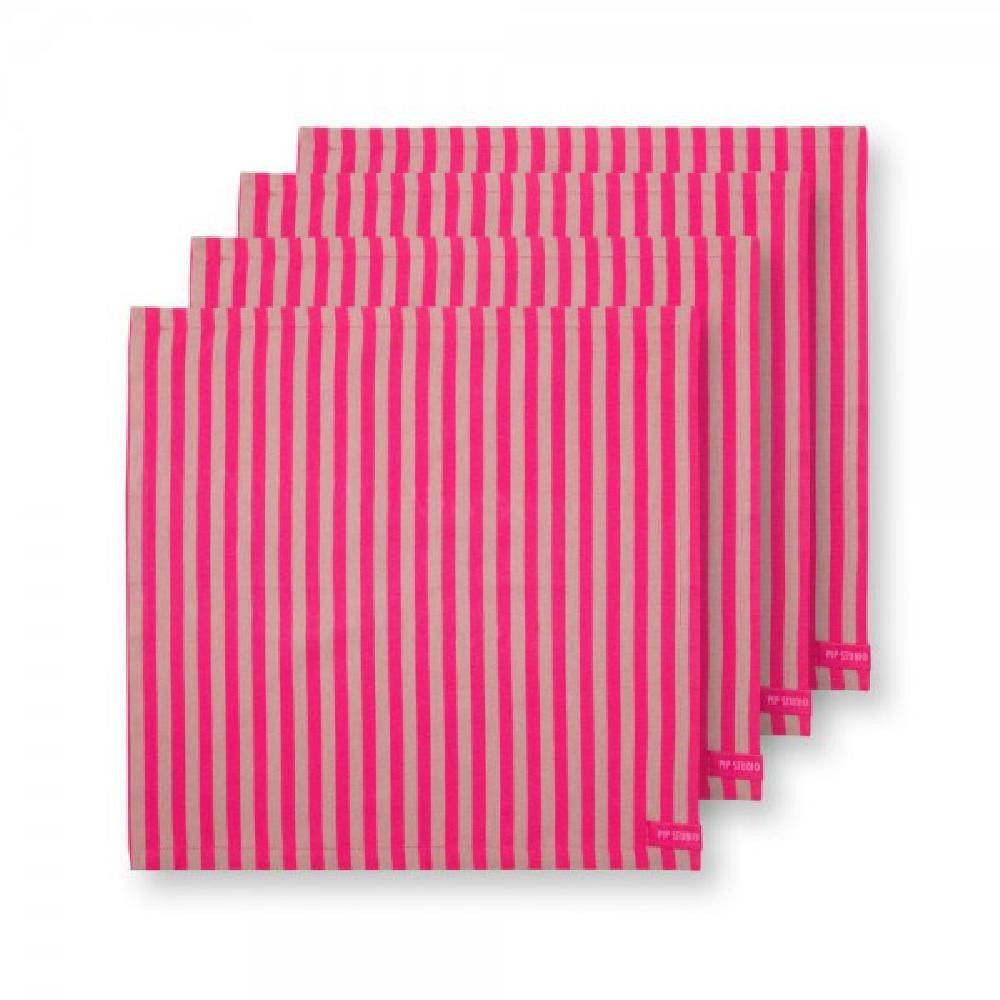 Stoffserviette Stoffservietten-Set Stripes Pink (40x40cm) (4-teilig)