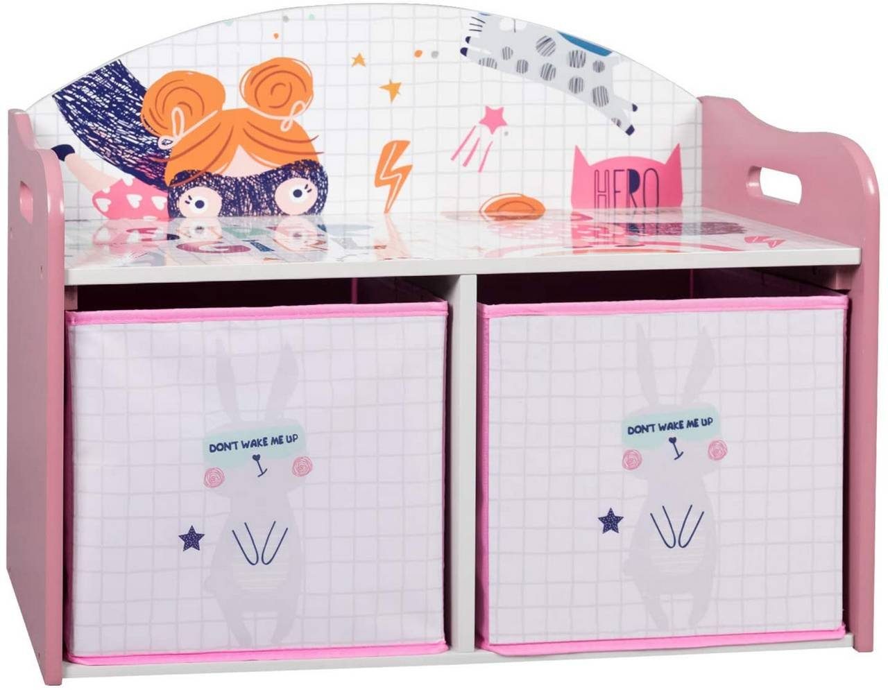 EUGAD Bücherregal, Kinder Aufbewahrungsregal mit 2 Kisten aus MDF Rosa. Reduzierter Preis € 33,99. Unverbindliche Preisempfehlung € 56,99