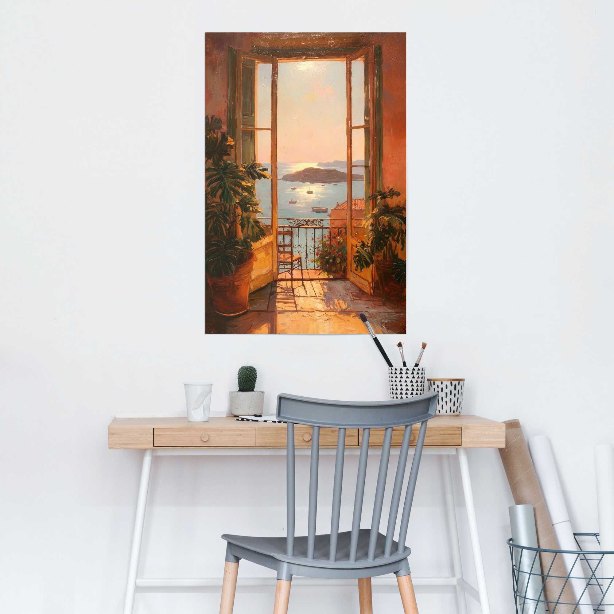 Reinders! Poster Meerblick, Städte (1 St), Wohnzimmer - Orange - Bilderdruckpapier - Städte & Länder - 61x91,5 cm